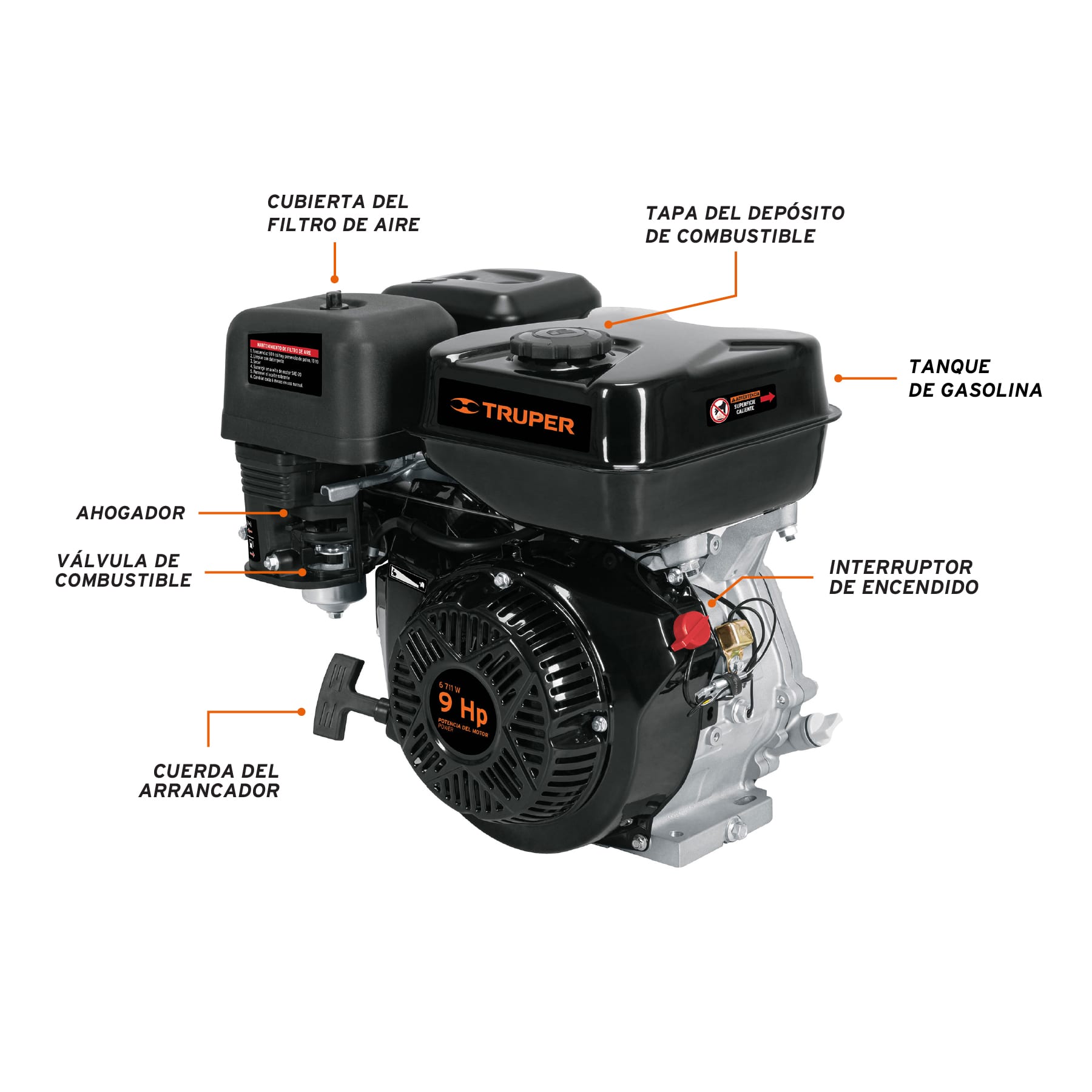 Motor a gasolina 9 HP, Truper