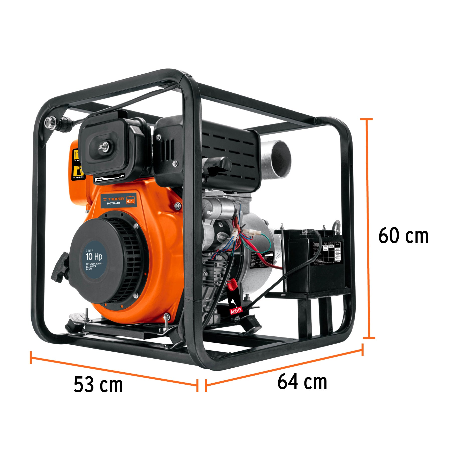 Motobomba autocebante 4"x4", diesel 10HP, agrícola, Truper