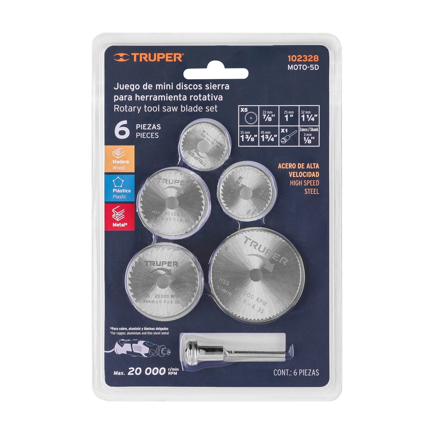 Kit de minidiscos sierra para herramienta rotativa,5 pzs,Truper