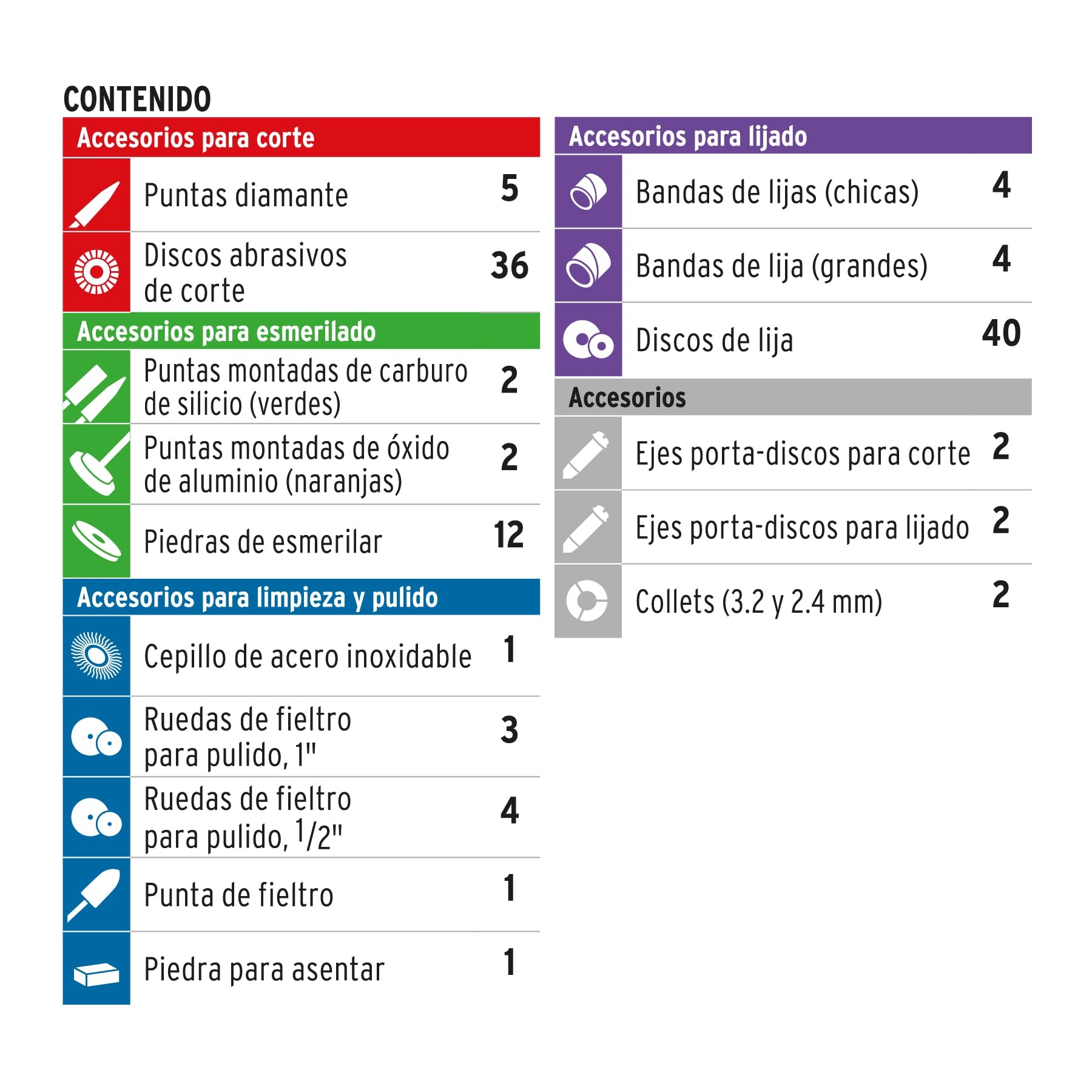 Kit de accesorios para herramienta rotativa, 121 pzs, Truper