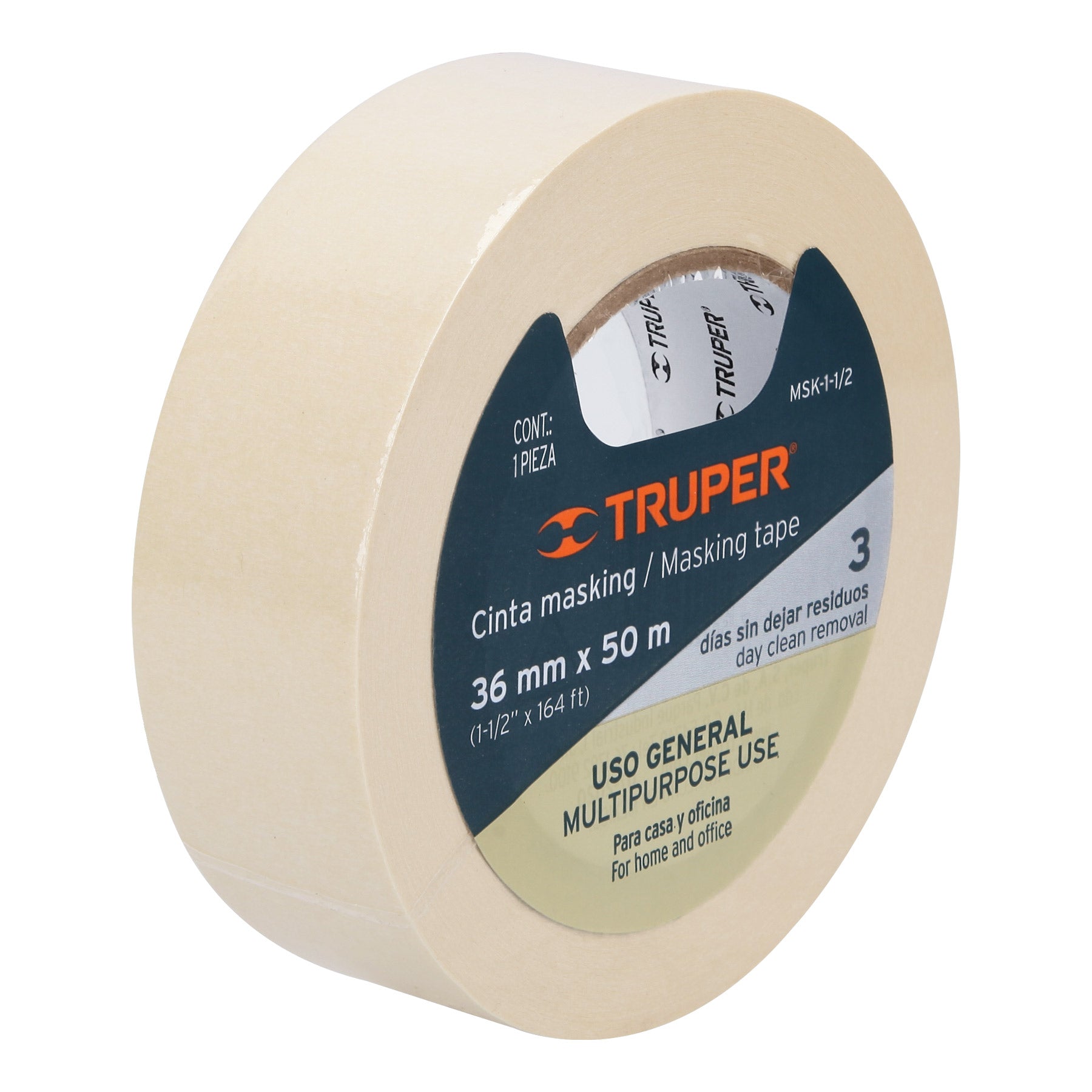 Cinta masking tape de 1-1/2" x 50 m, Truper