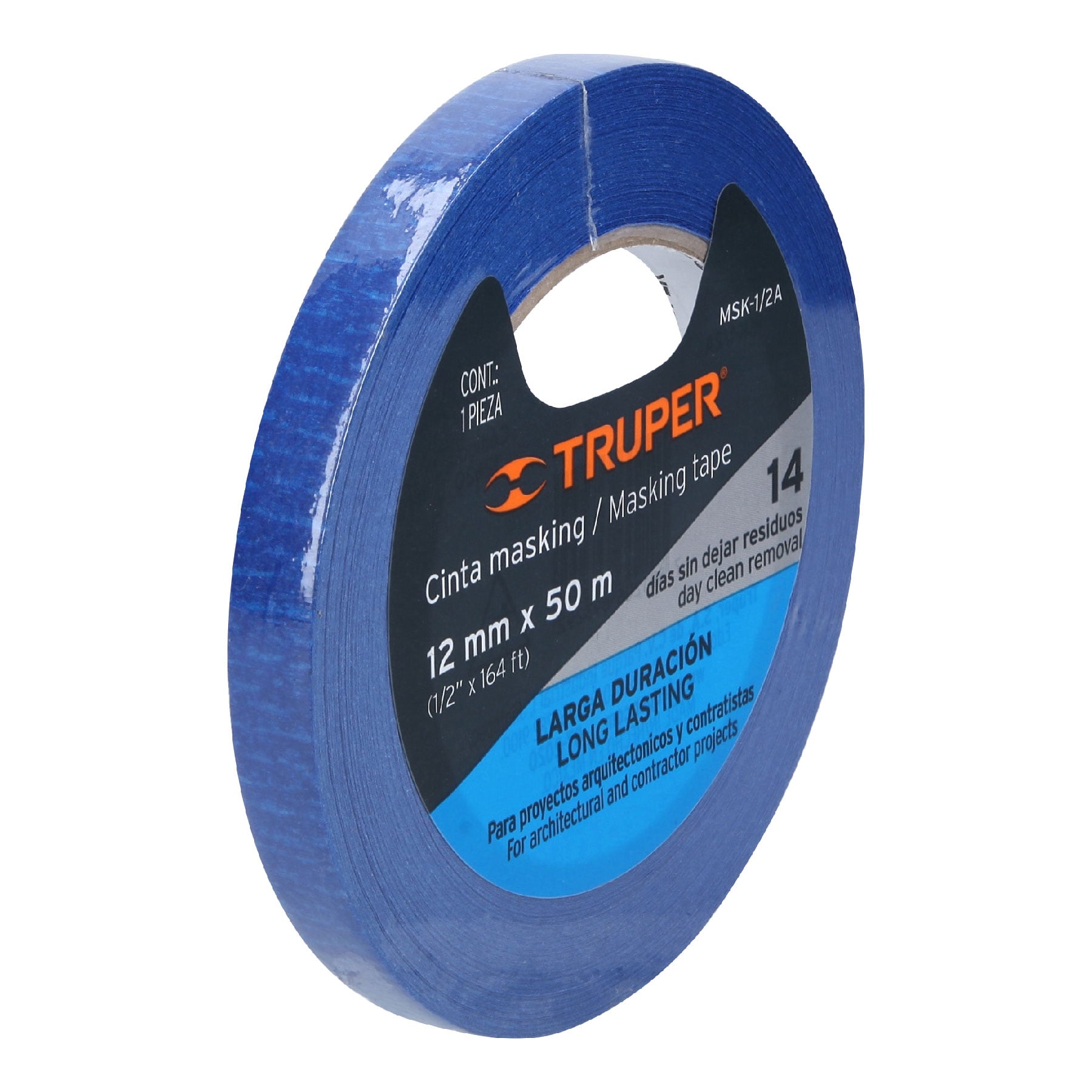 Cinta masking tape azul de 1/2" x 50 m para pintor, Truper