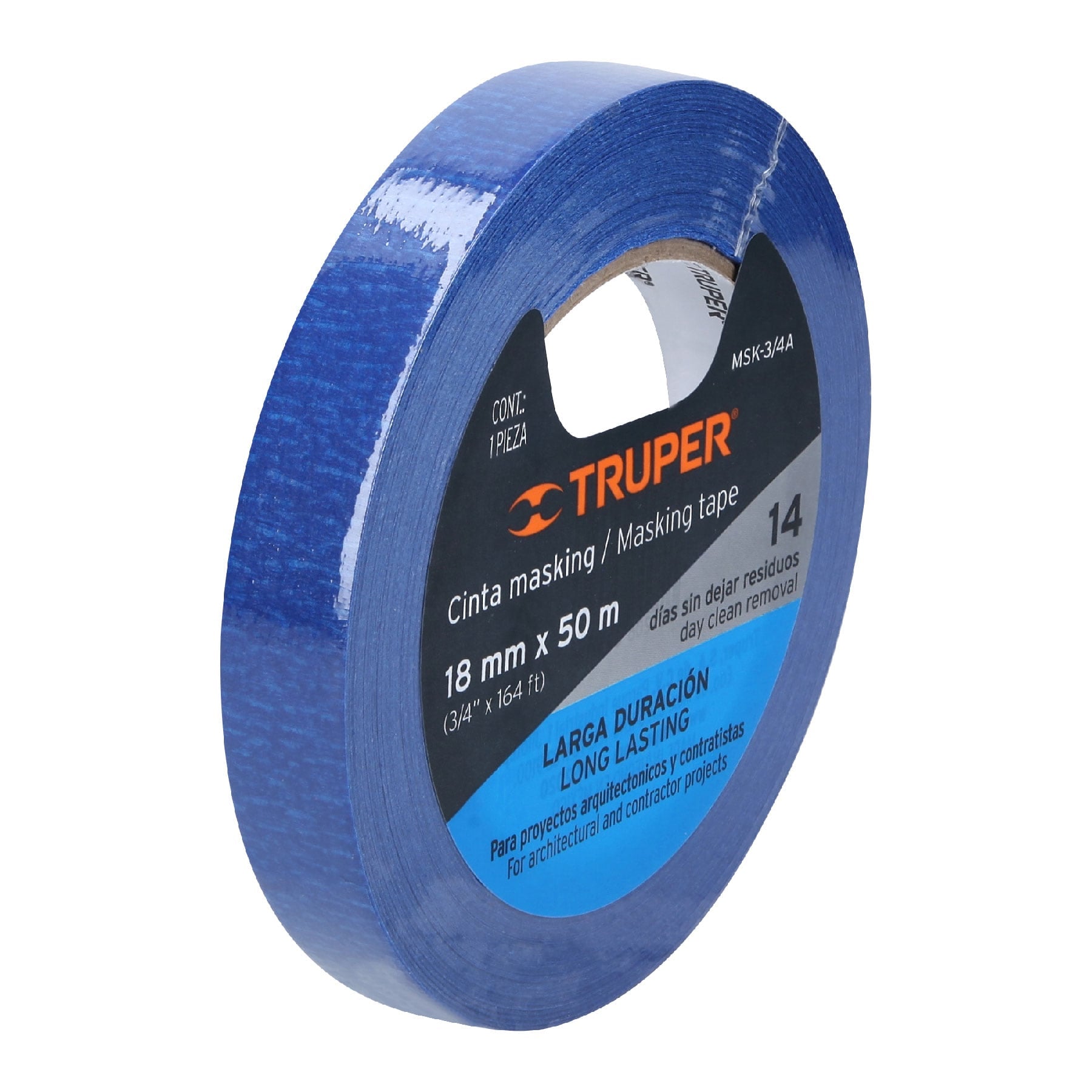 Cinta masking tape azul de 3/4" x 50 m para pintor, Truper