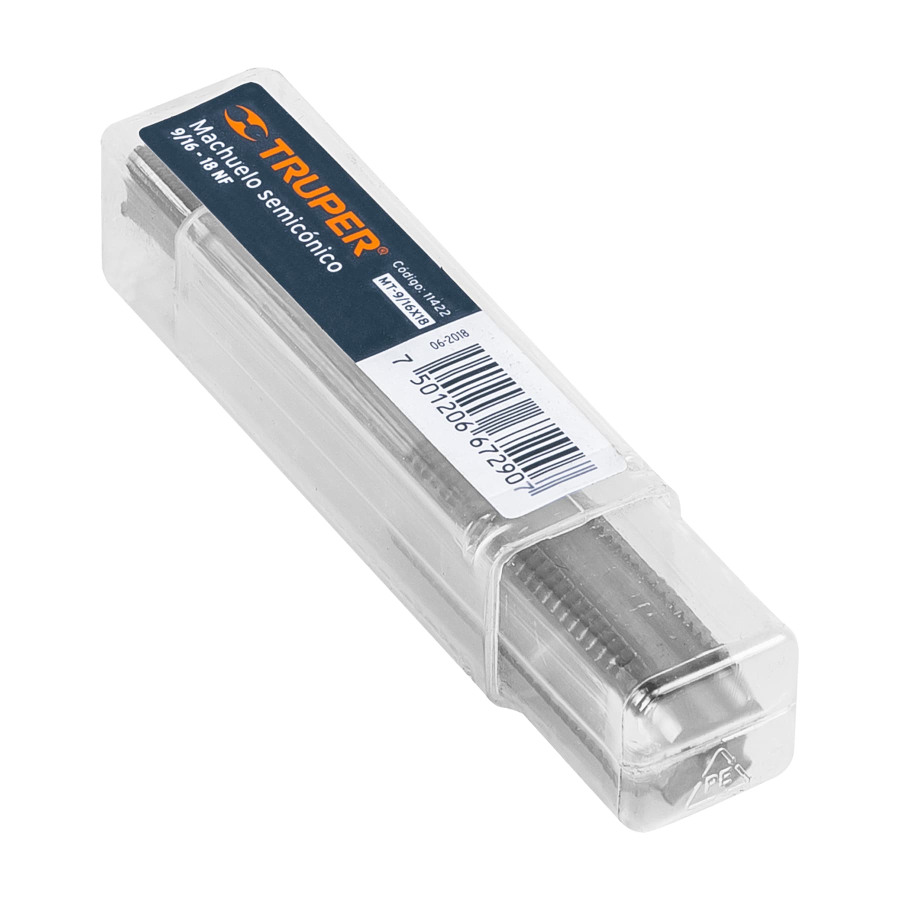 Machuelo semicónico 9/16"x18 UNF, estuche individual, Truper