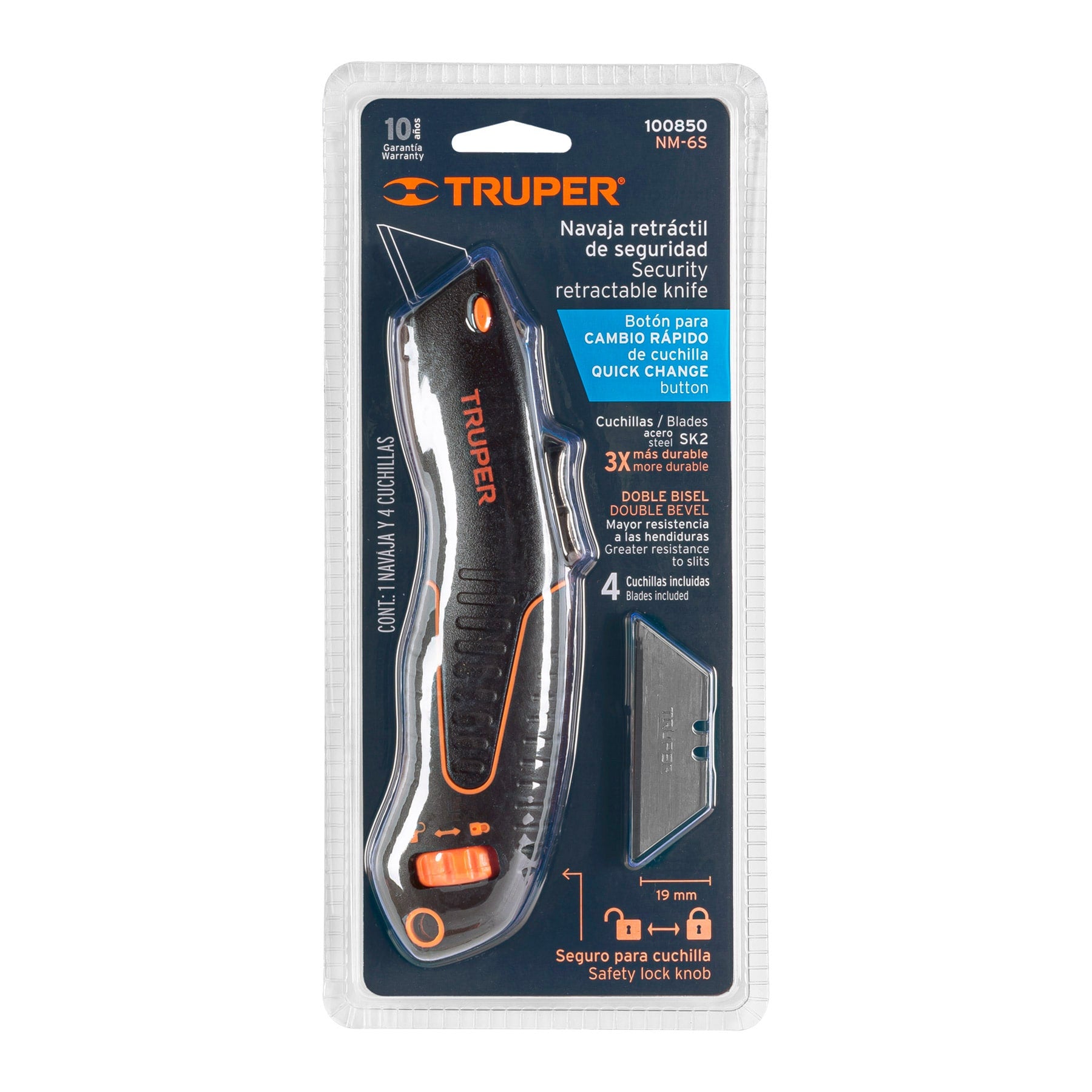 Navaja auto retráctil de seguridad 7", Truper
