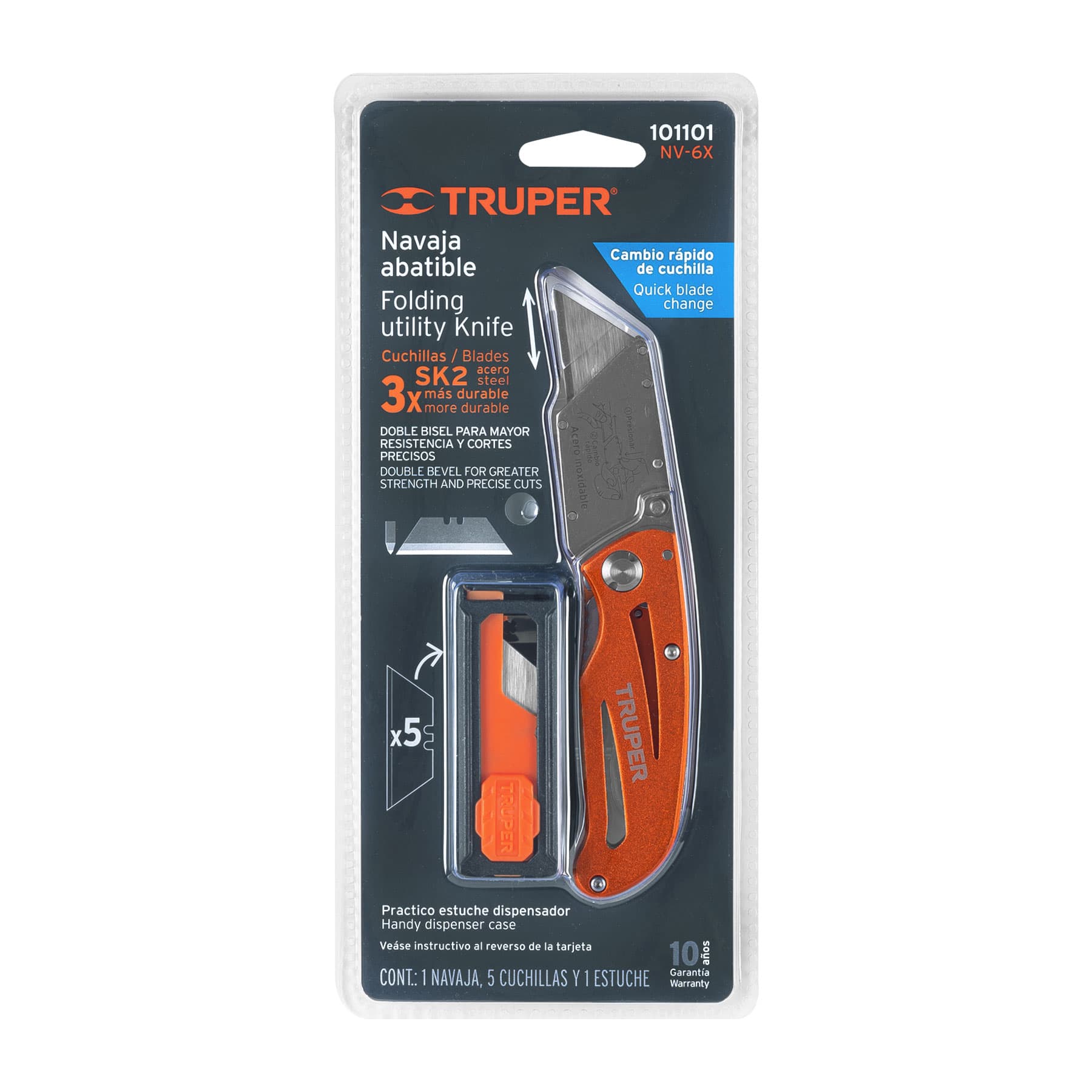 Navaja abatible 6" cuerpo de aluminio y acero inoxidable Truper