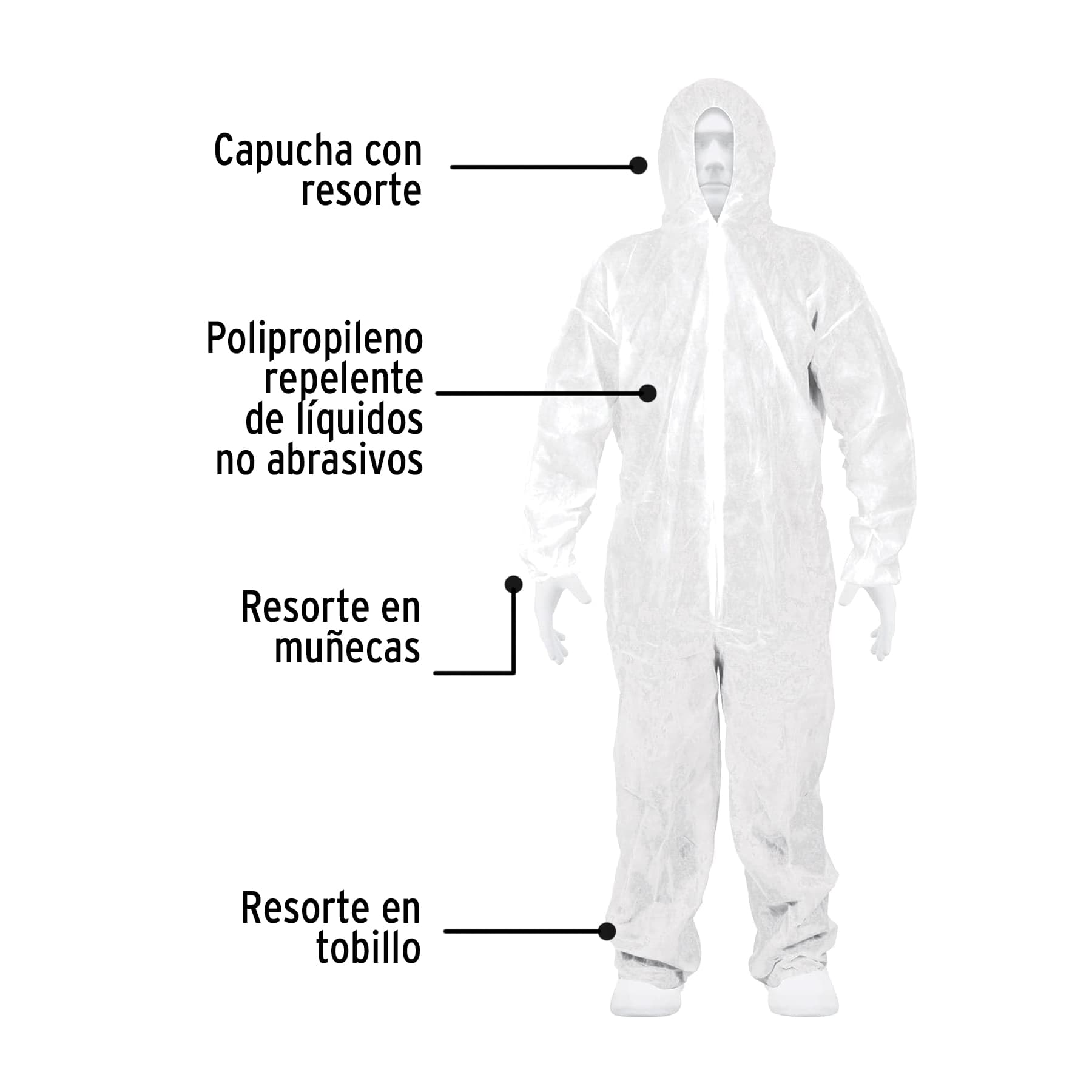 Overol desechable, talla XG, Truper