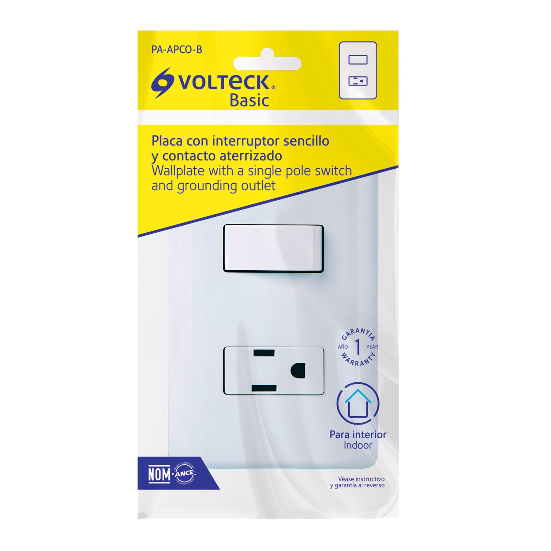 Placa armada contacto e interruptor sencillo, Volteck Basic