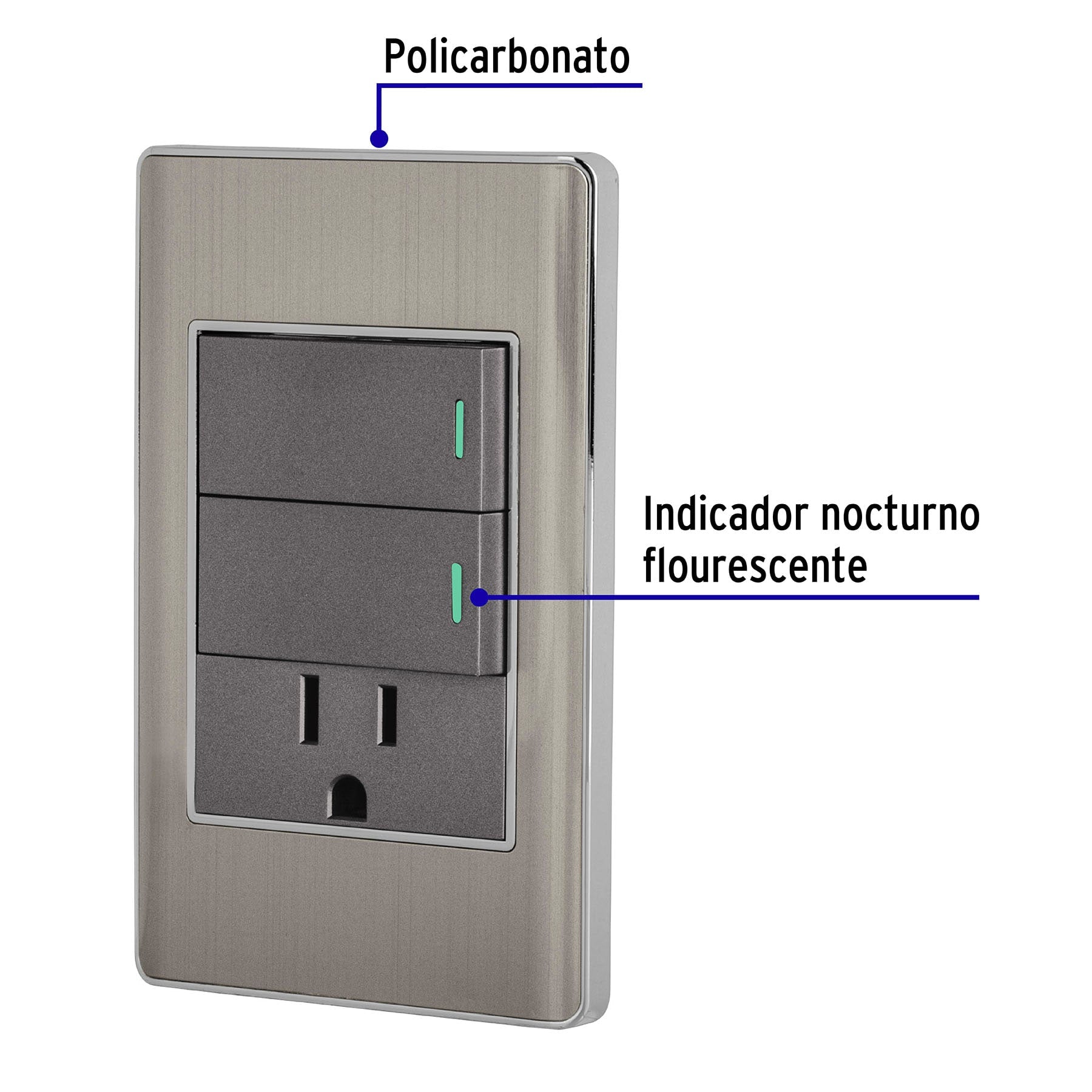 Placa armada acero 2 interruptores y contacto 1 módelo,Lisboa