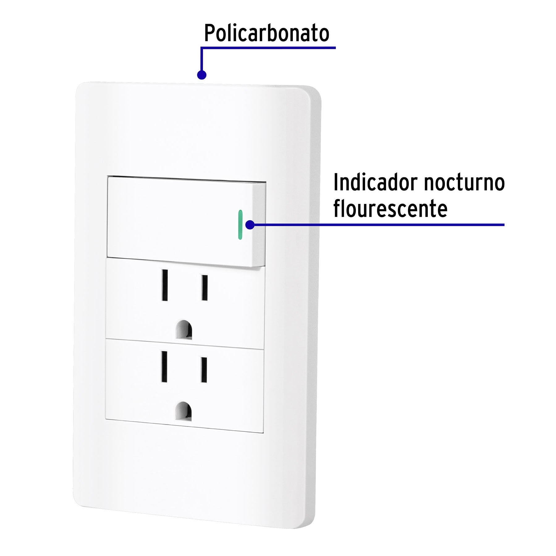 Placa armada blanca interruptor y 2 contactos 1 módelo, Lisboa