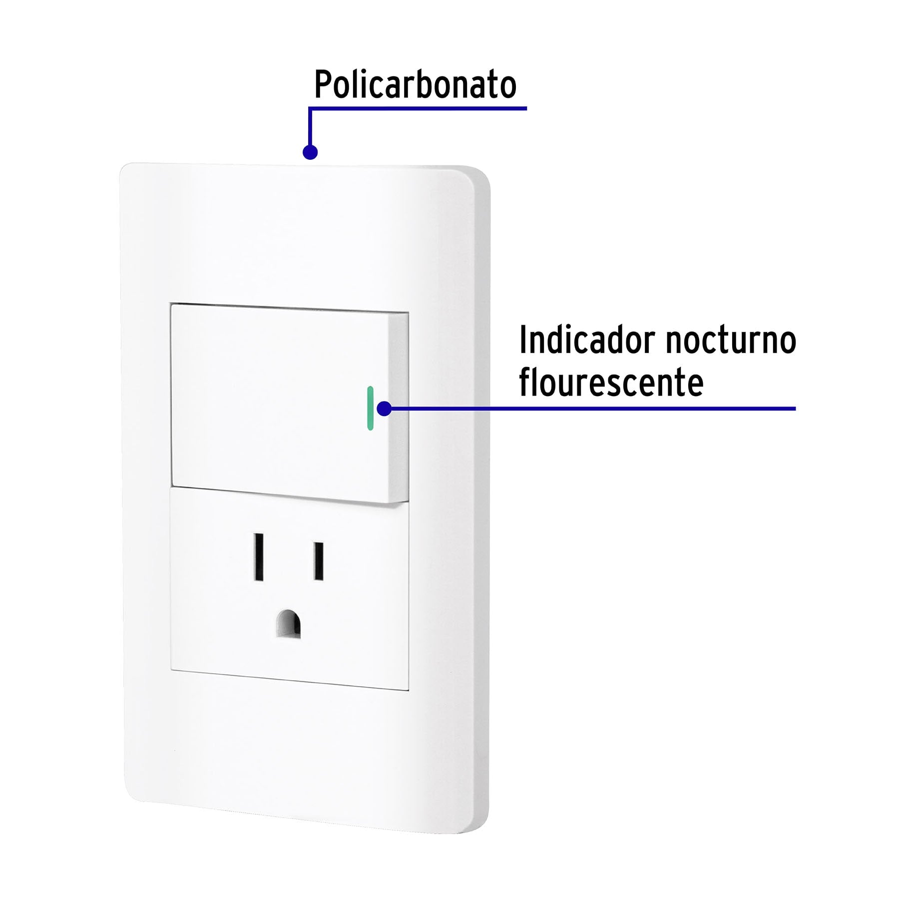 Placa armada blanca interruptor y contacto 1.5 módelo, Lisboa