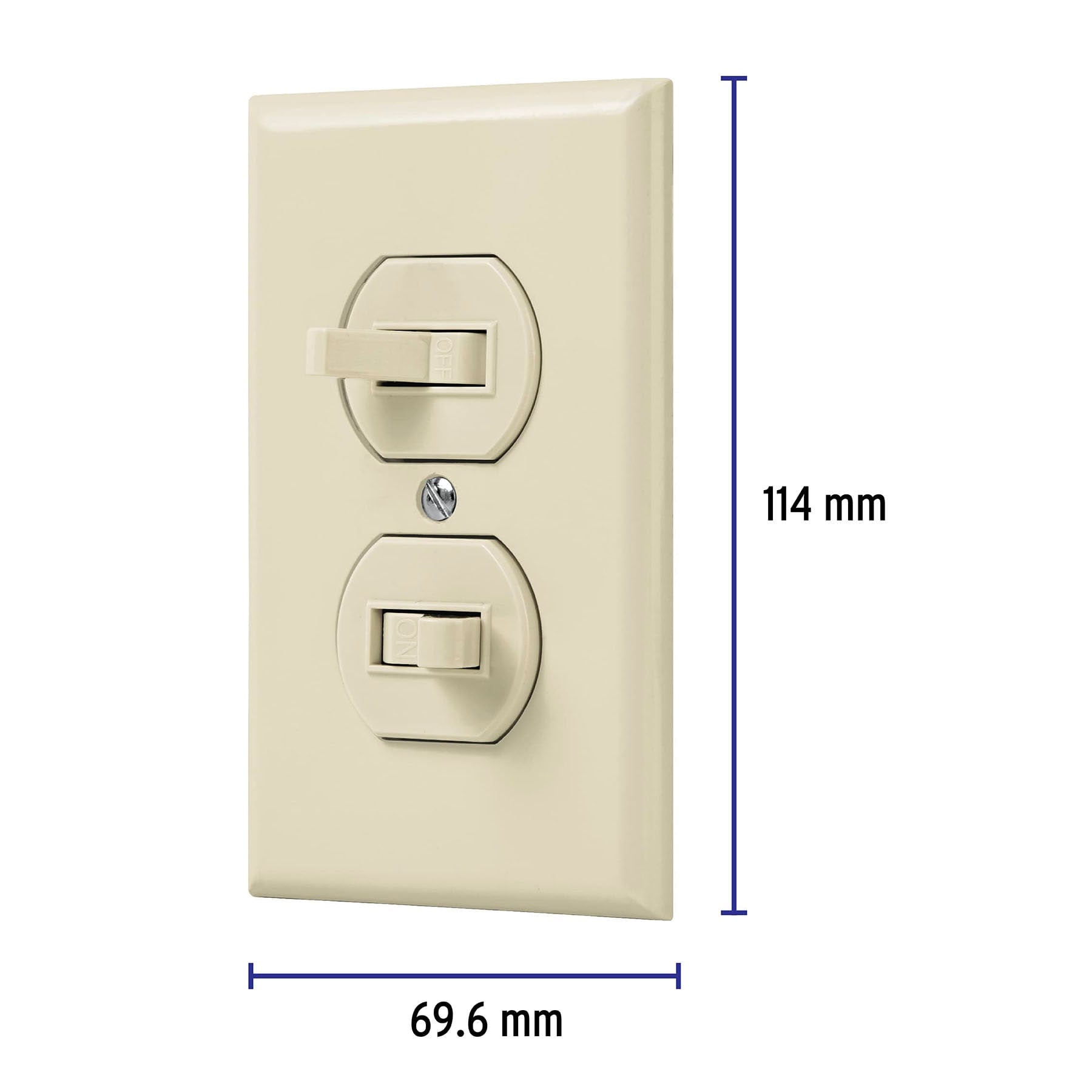 Placa armada 2 interruptores sencillo, línea Standard,marfil