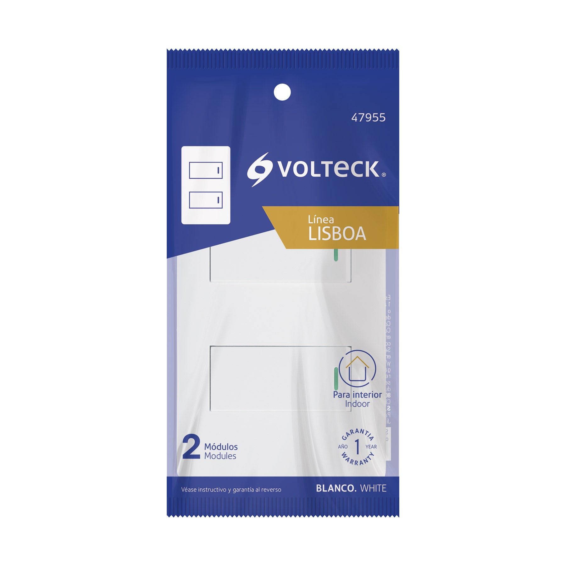 Placa armada blanca 1 interruptor y 1 de 3 vías 1 módelo, Lisbo