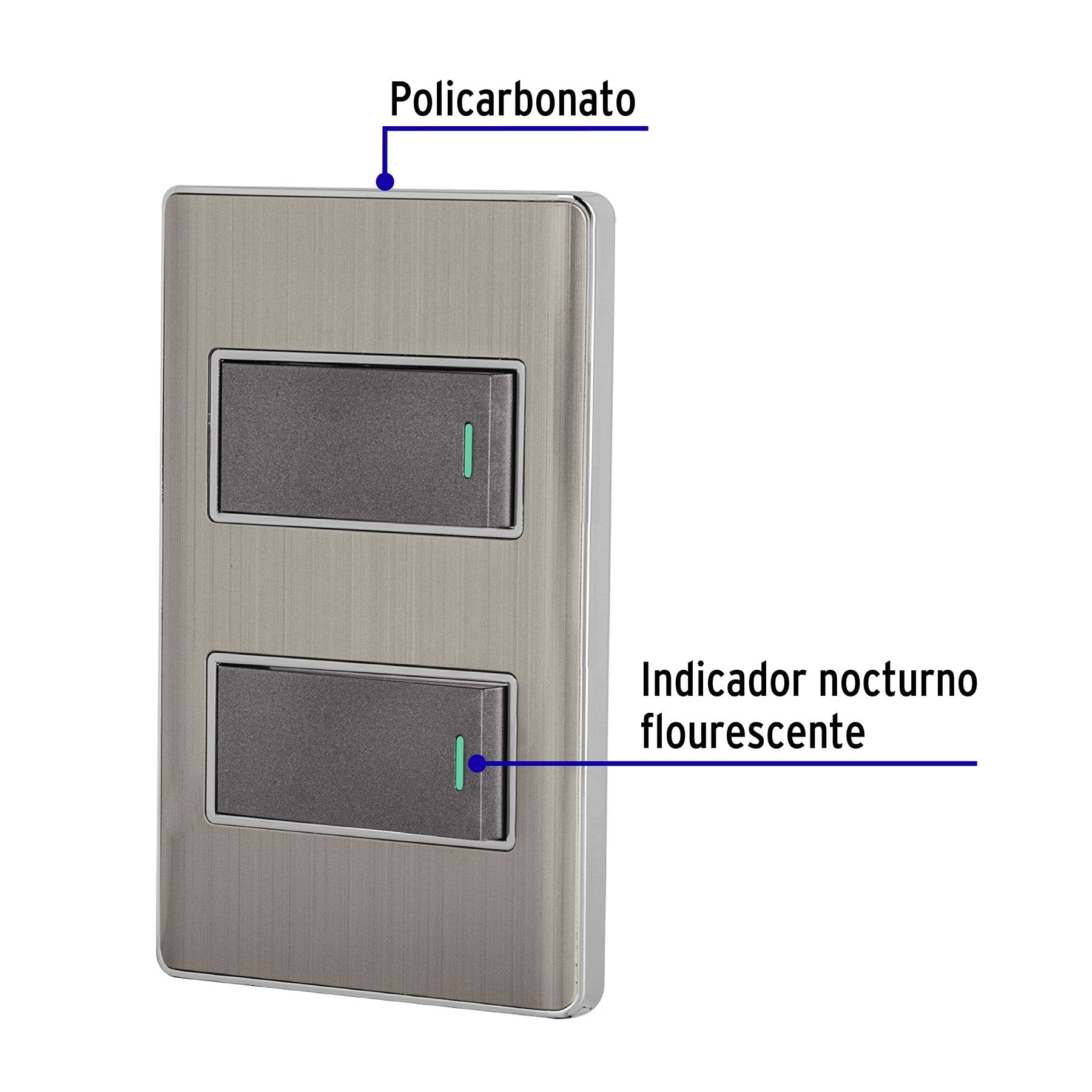 Placa armada acero inox con 2 interruptores 1 módeloulo, Lisboa