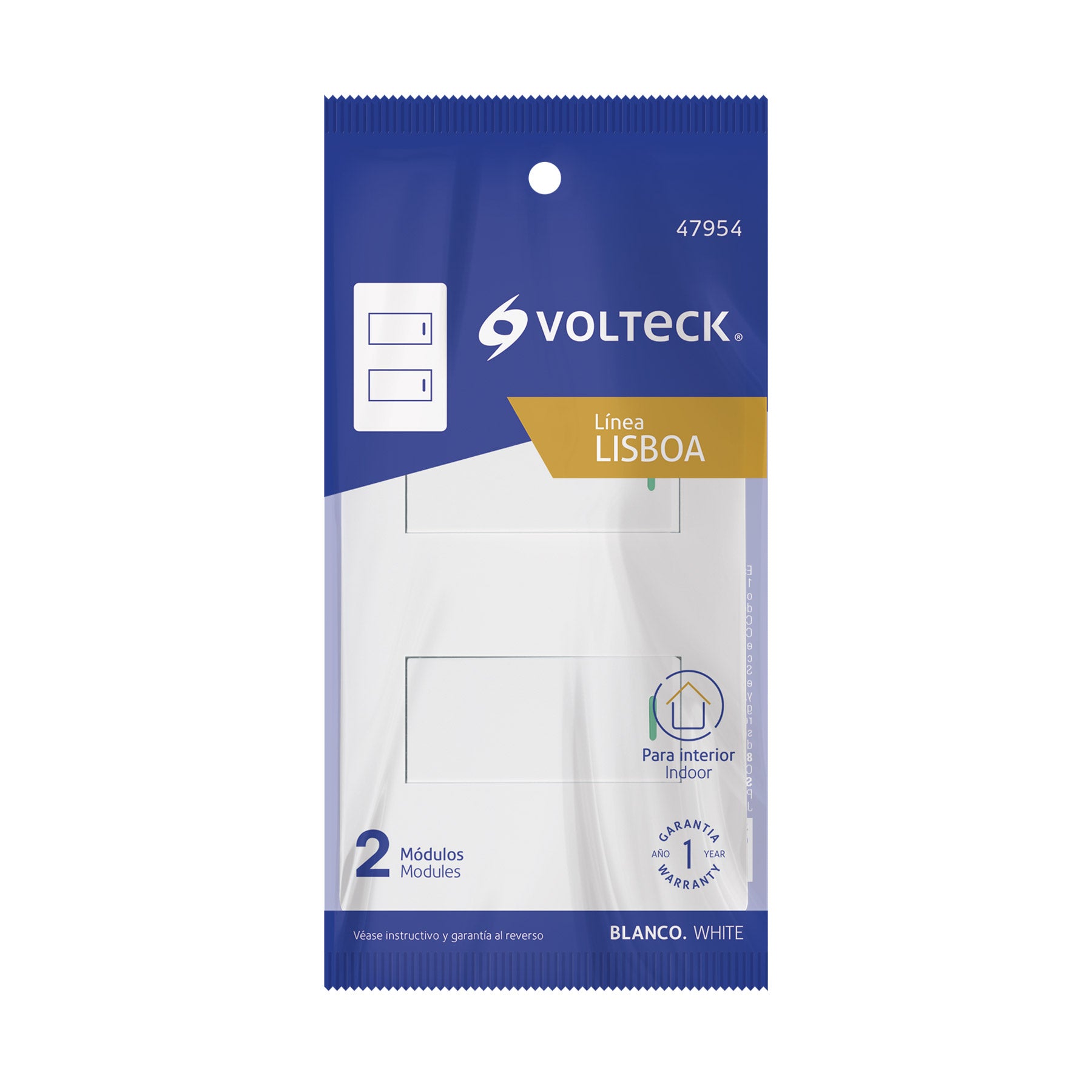 Placa armada blanca con 2 interruptores 1 módeloulo, Lisboa