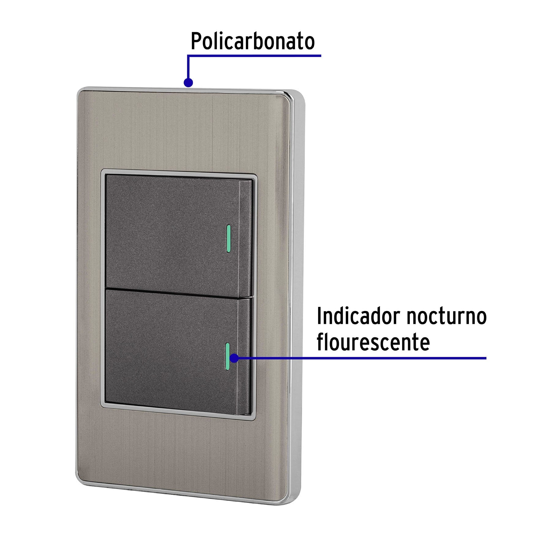 Placa armada acero 1 interruptor y 1 de 3vías 1.5 módelo, Lisboa