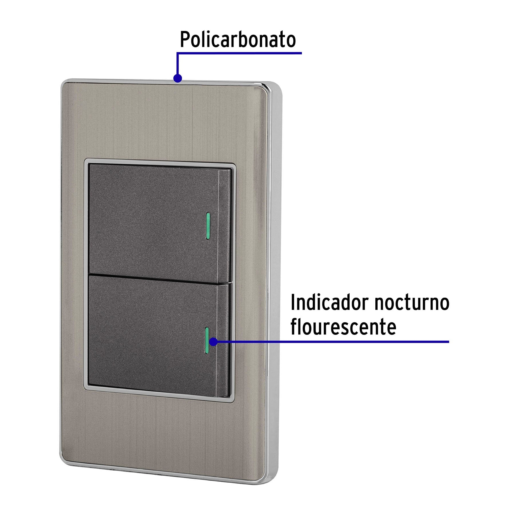 Placa armada acero inox 2 interruptores 1.5 módeloulos, Lisboa