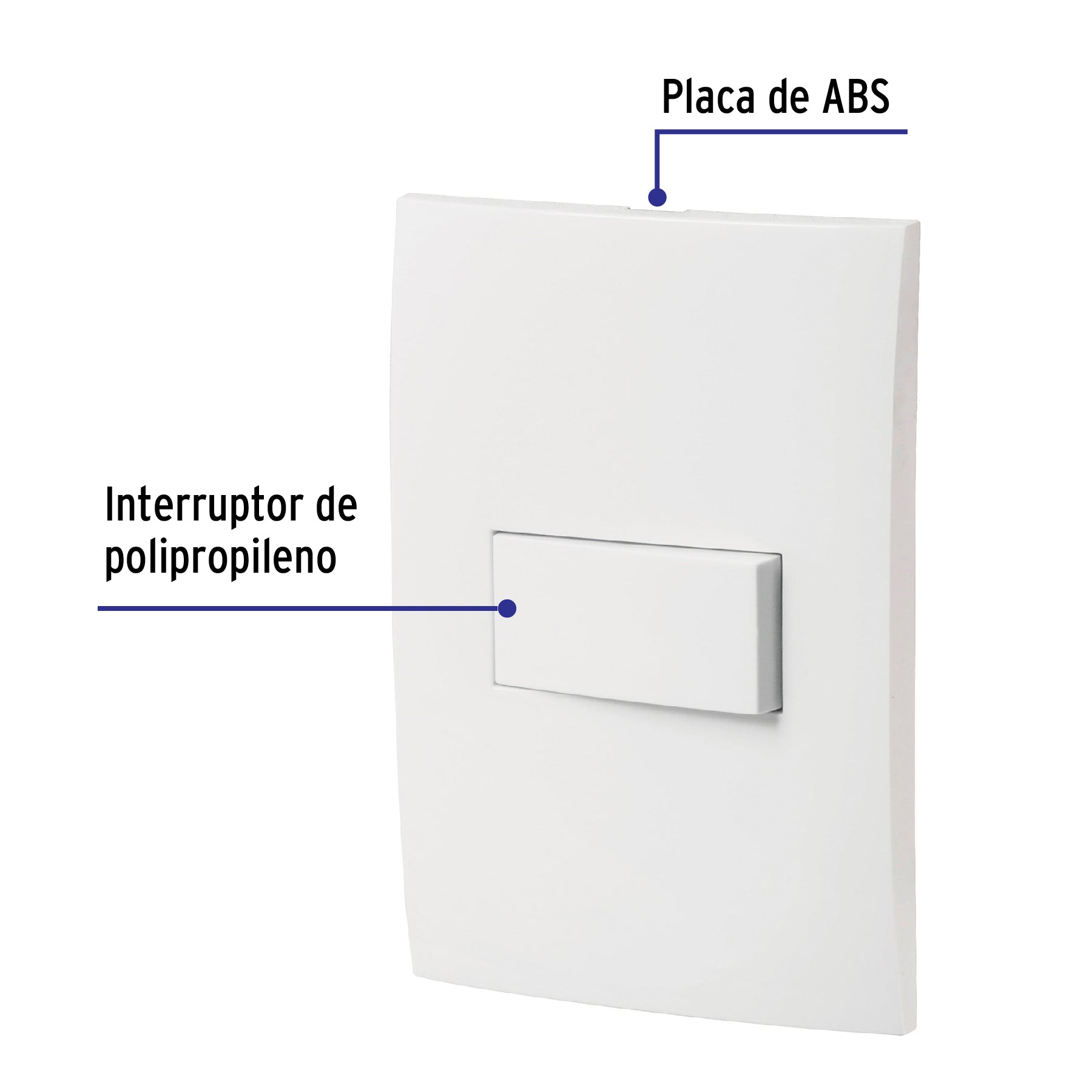 Placa armada con interruptor sencillo, línea Oslo, blanco