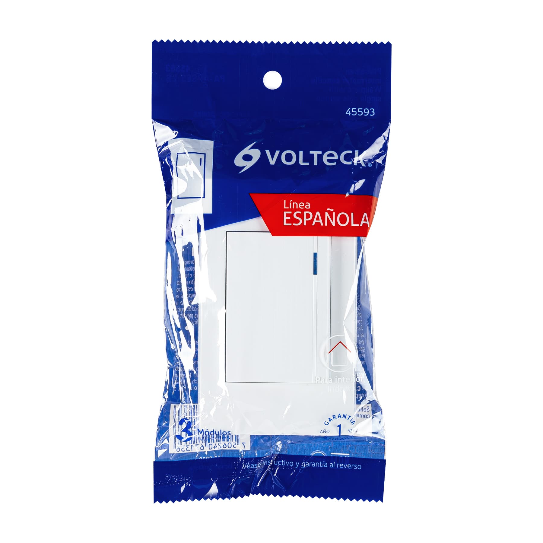 Placa armada 1 interruptor, 3 módeloulos, Española, blanco