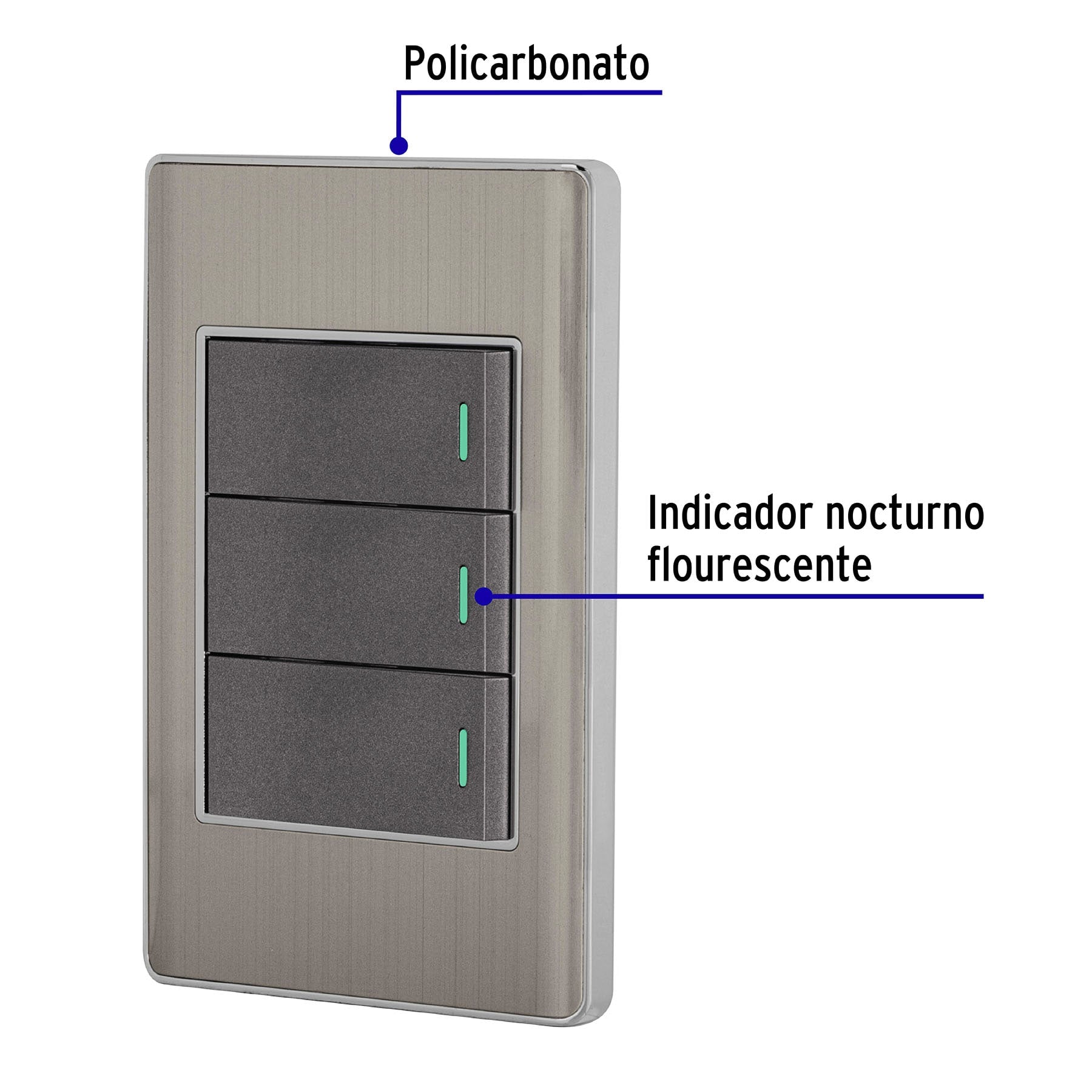 Placa armada acero inox 3 interruptores 1 módeloulo, Lisboa