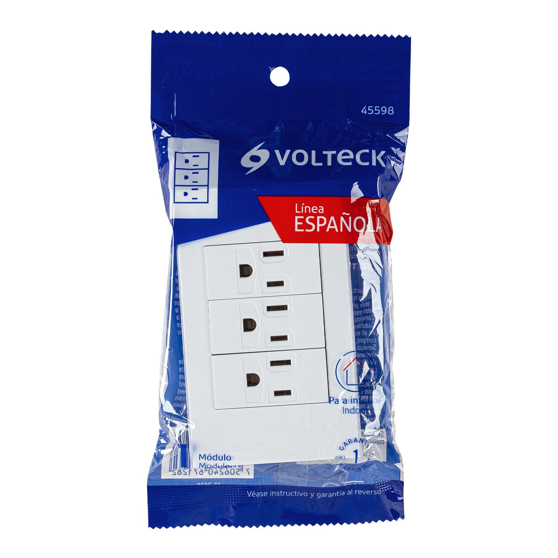 Placa armada 3 contactos, 1 módeloulo, Española, blanco