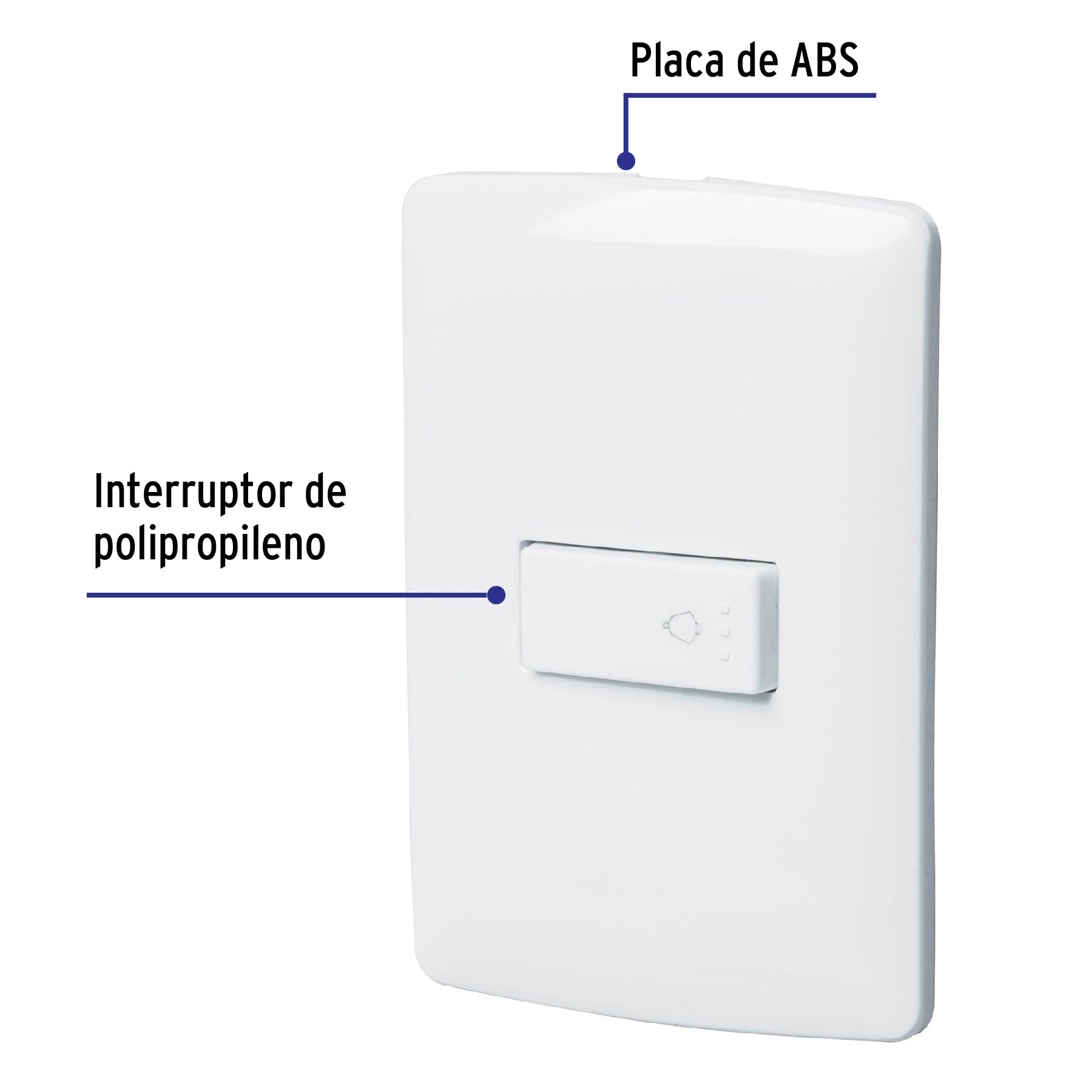 Placa armada con timbre, blanco, línea Italiana., Volteck