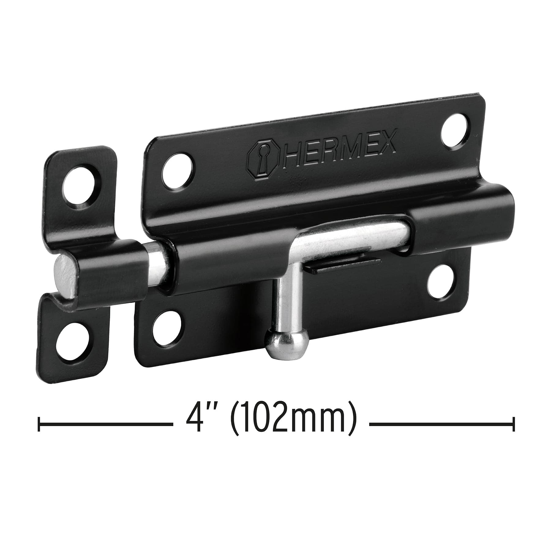 Pasador de barril 4" de acero acabado negro, Hermex