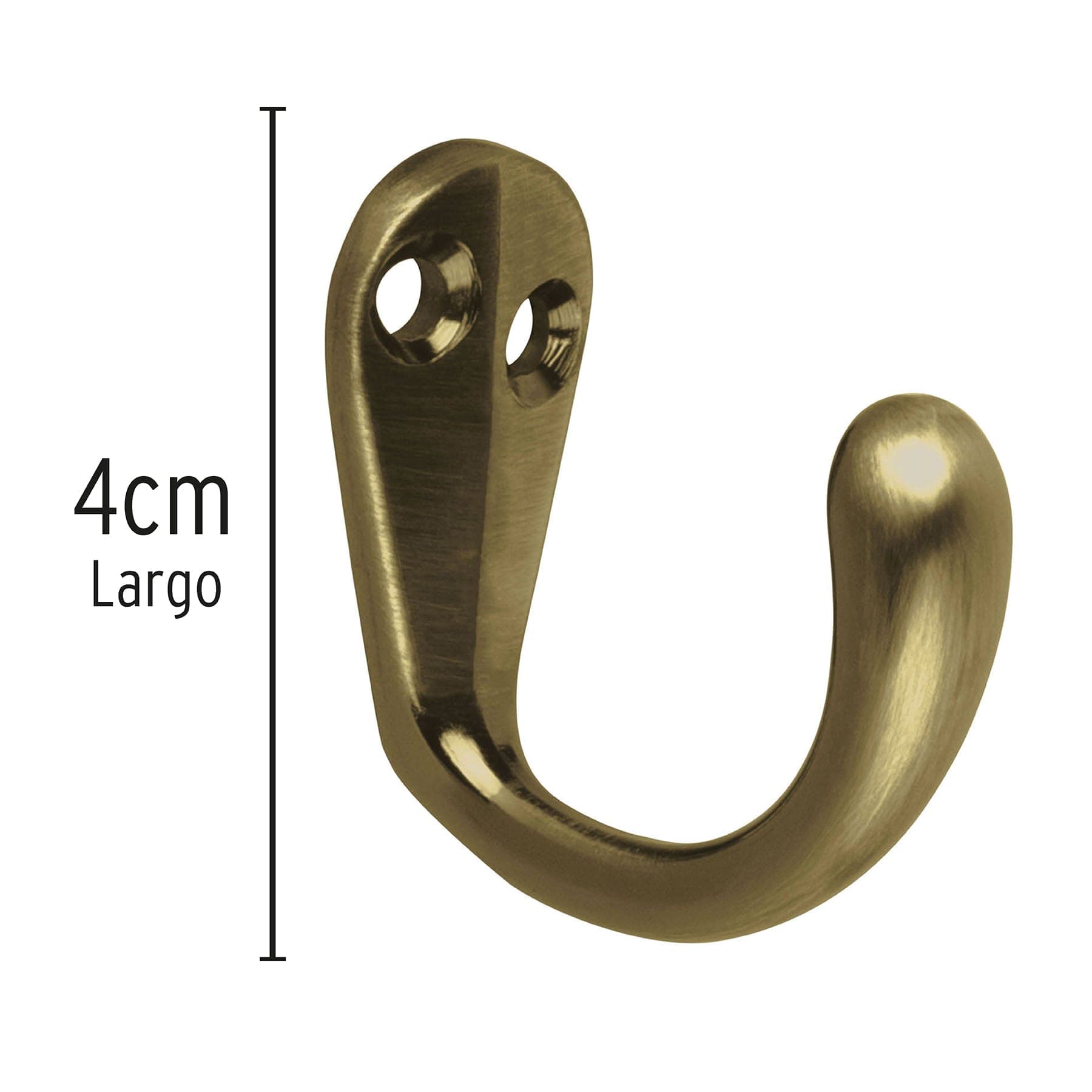 Gancho sencillo tipo perchero, latón antiguo, Hermex