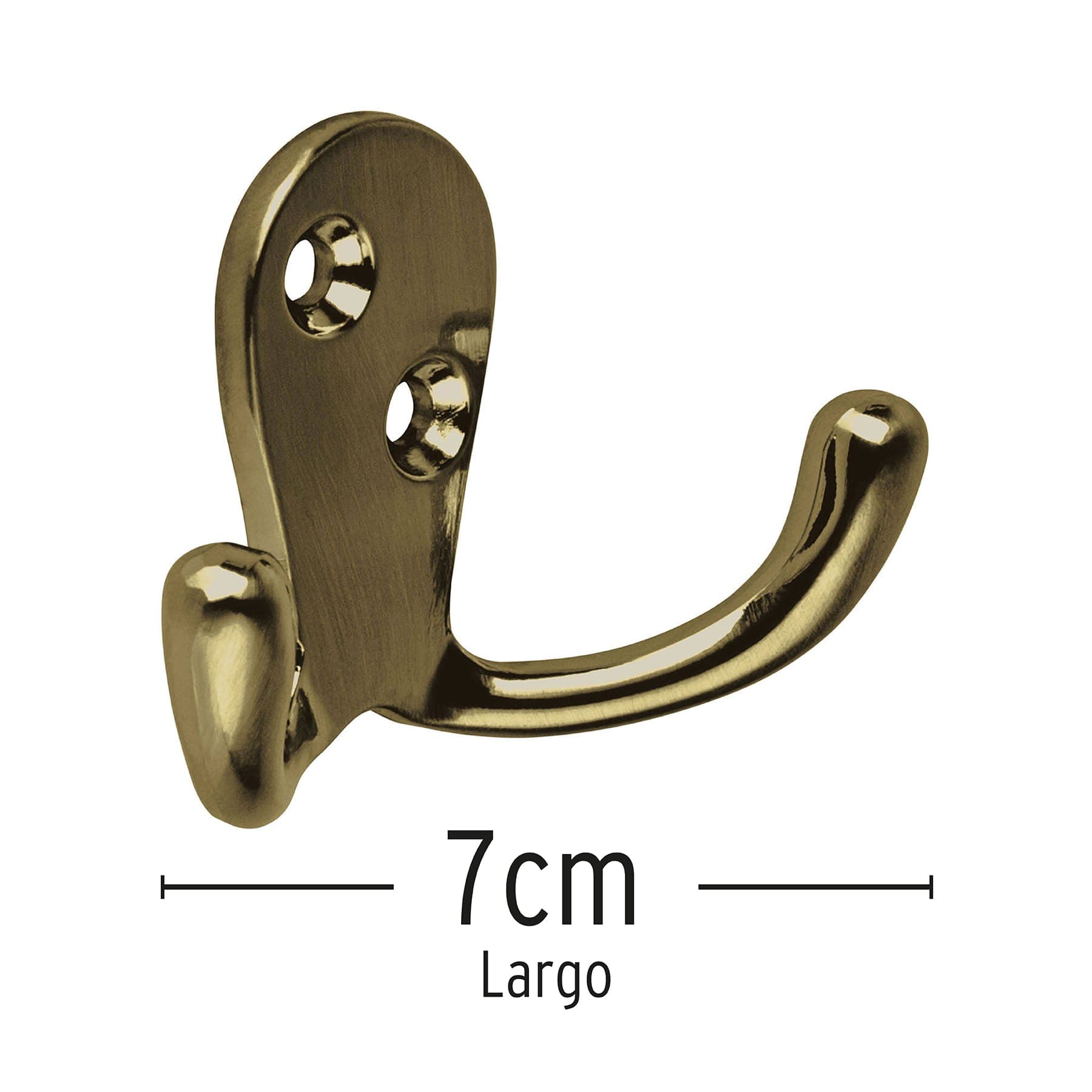 Gancho doble tipo perchero, latón antiguo, Hermex