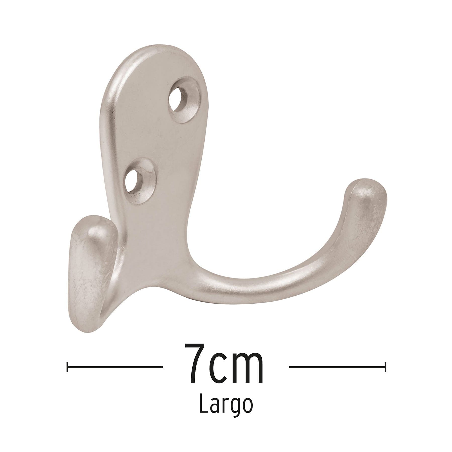 Gancho doble tipo perchero, niquel satinado, Hermex