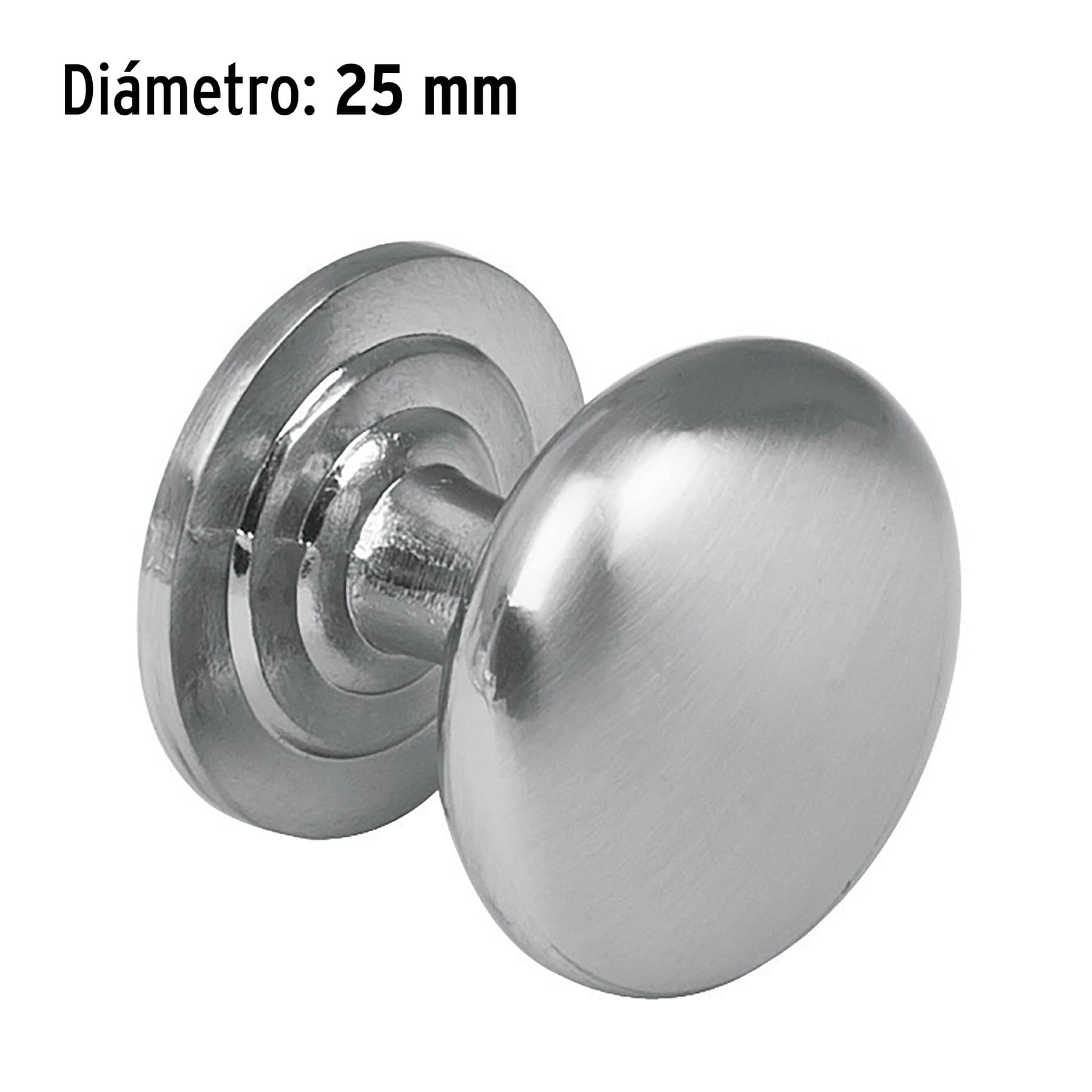 Perilla metálica estilo "Arco", níquel satinado, Hermex