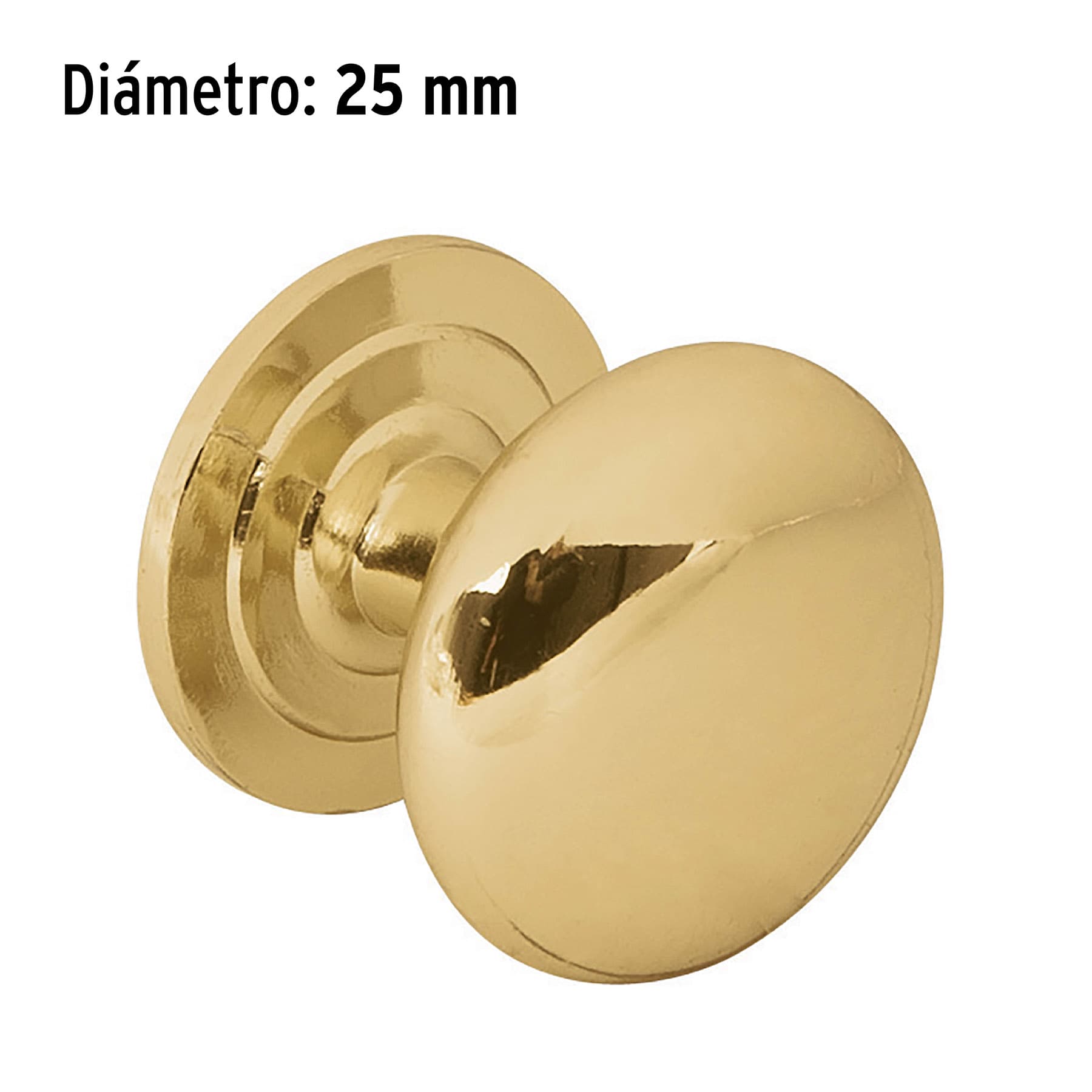 Perilla metálica estilo "Arco", latón brillante, Hermex