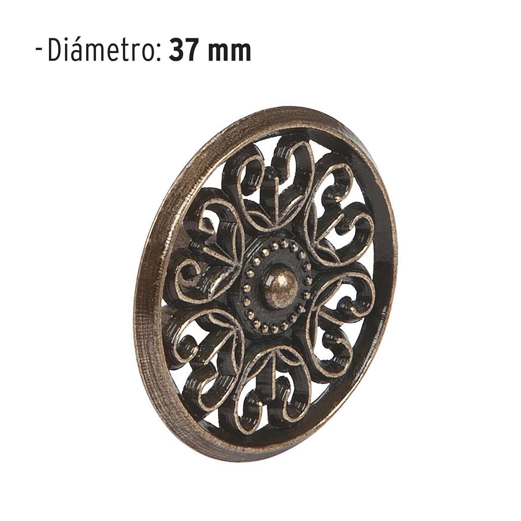 Perilla metálica estilo "Colonial", acabado latón antiguo