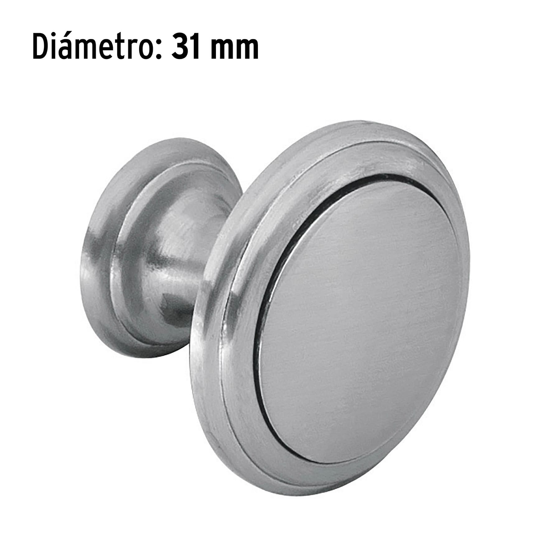 Perilla metálica estilo "Moderno", níquel satinado, Hermex