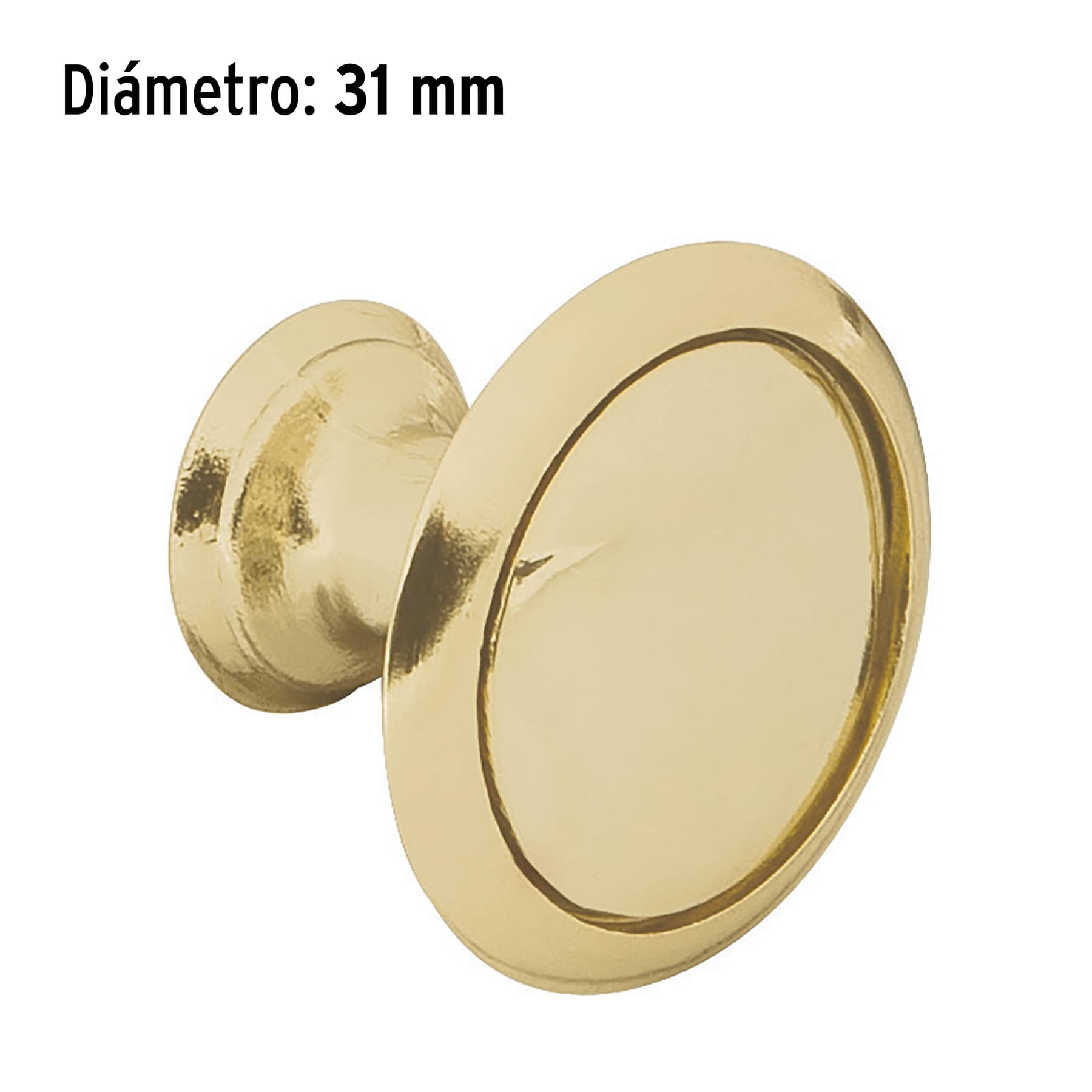 Perilla metálica estilo "Moderno", latón brillante, Hermex