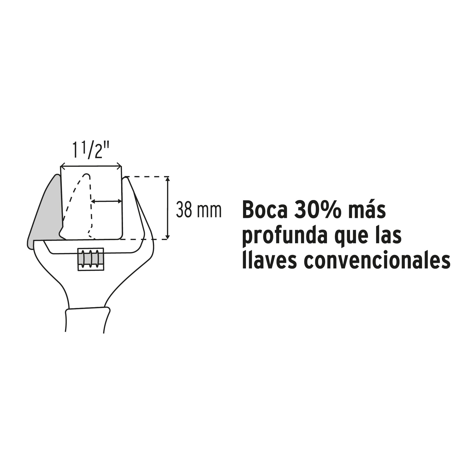 Llave ajustable (perico) 8" boca ancha Comfort Grip, Expert