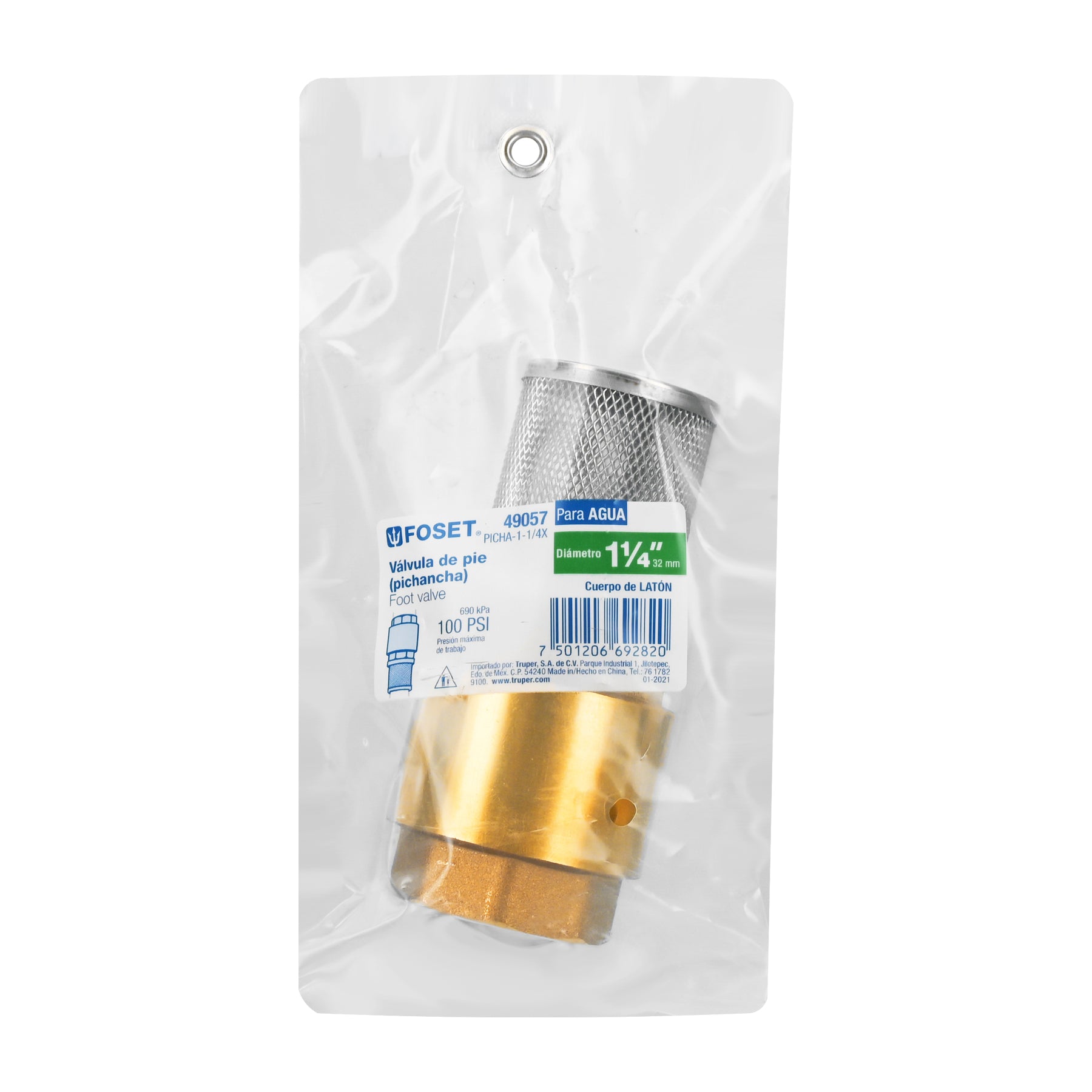Pichancha con rejilla acero inoxidable 1-1/4", Foset