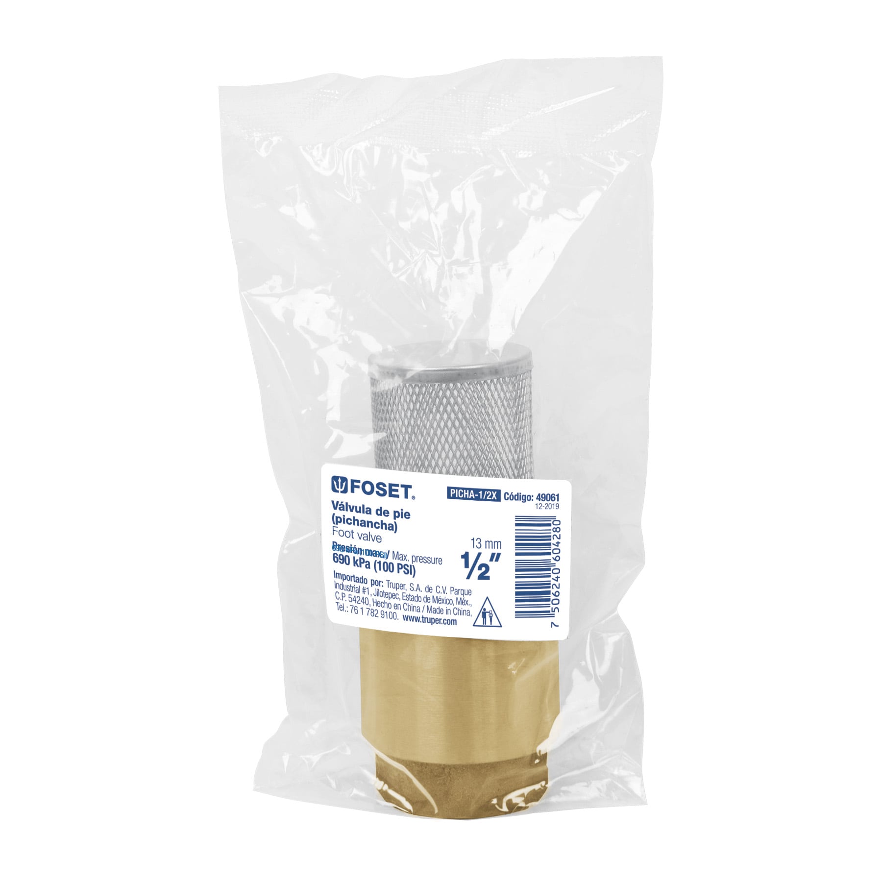 Pichancha tipo check de latón inoxidable 1/2", Foset