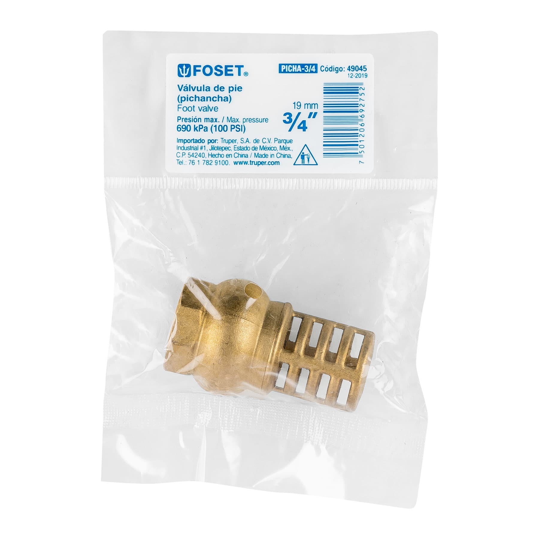 Pichancha con rejilla de latón 3/4", Foset