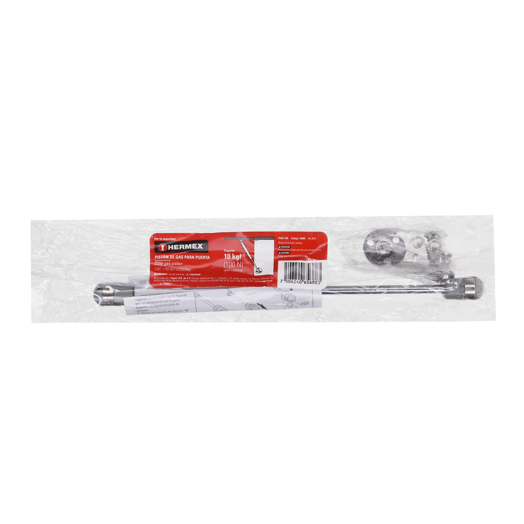Pistón a gas con capacidad de 100 N / 10 kg, Hermex