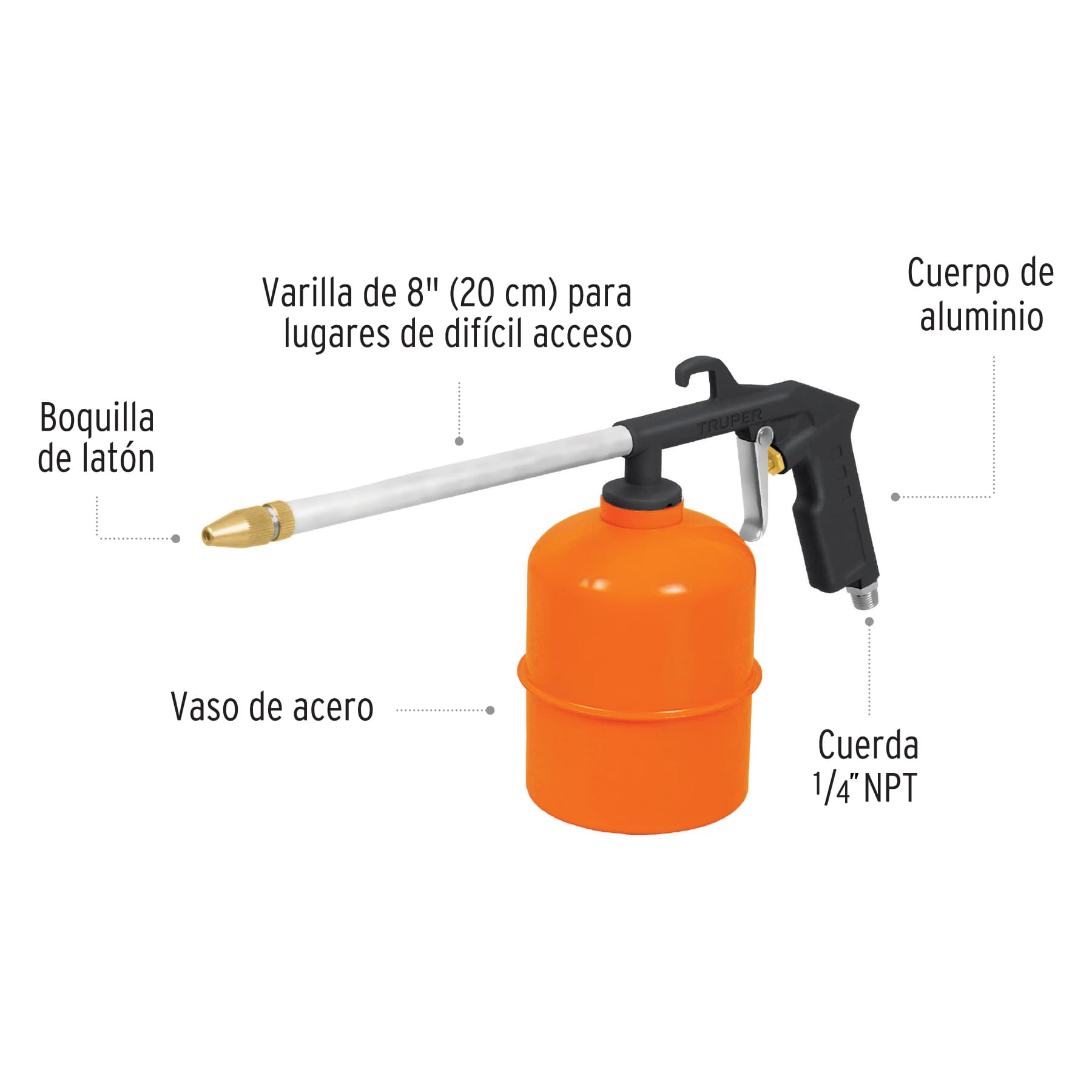 Pistola de aluminio para limpieza de motores, Truper