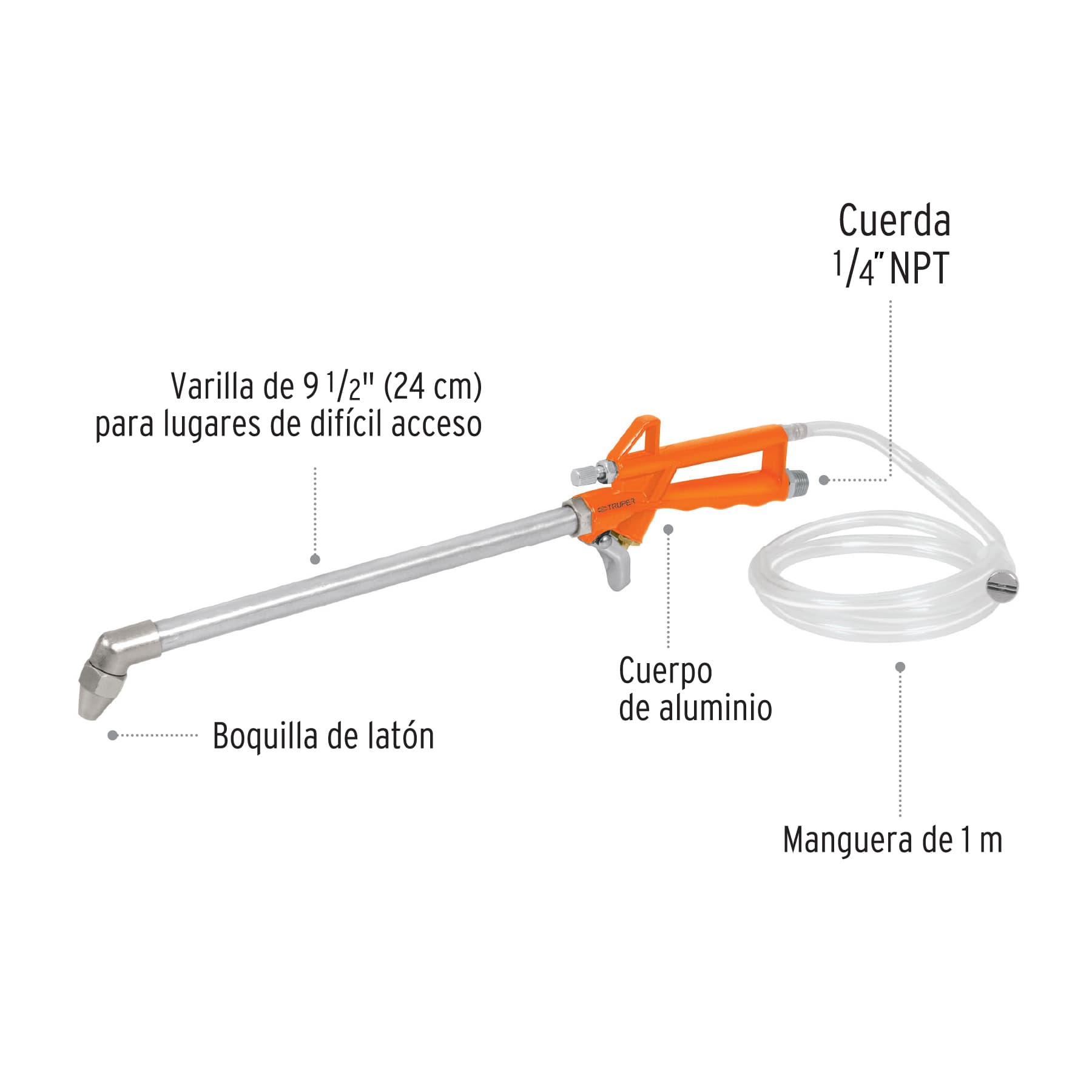 Pistola de aluminio para limpieza de máquinas, Truper