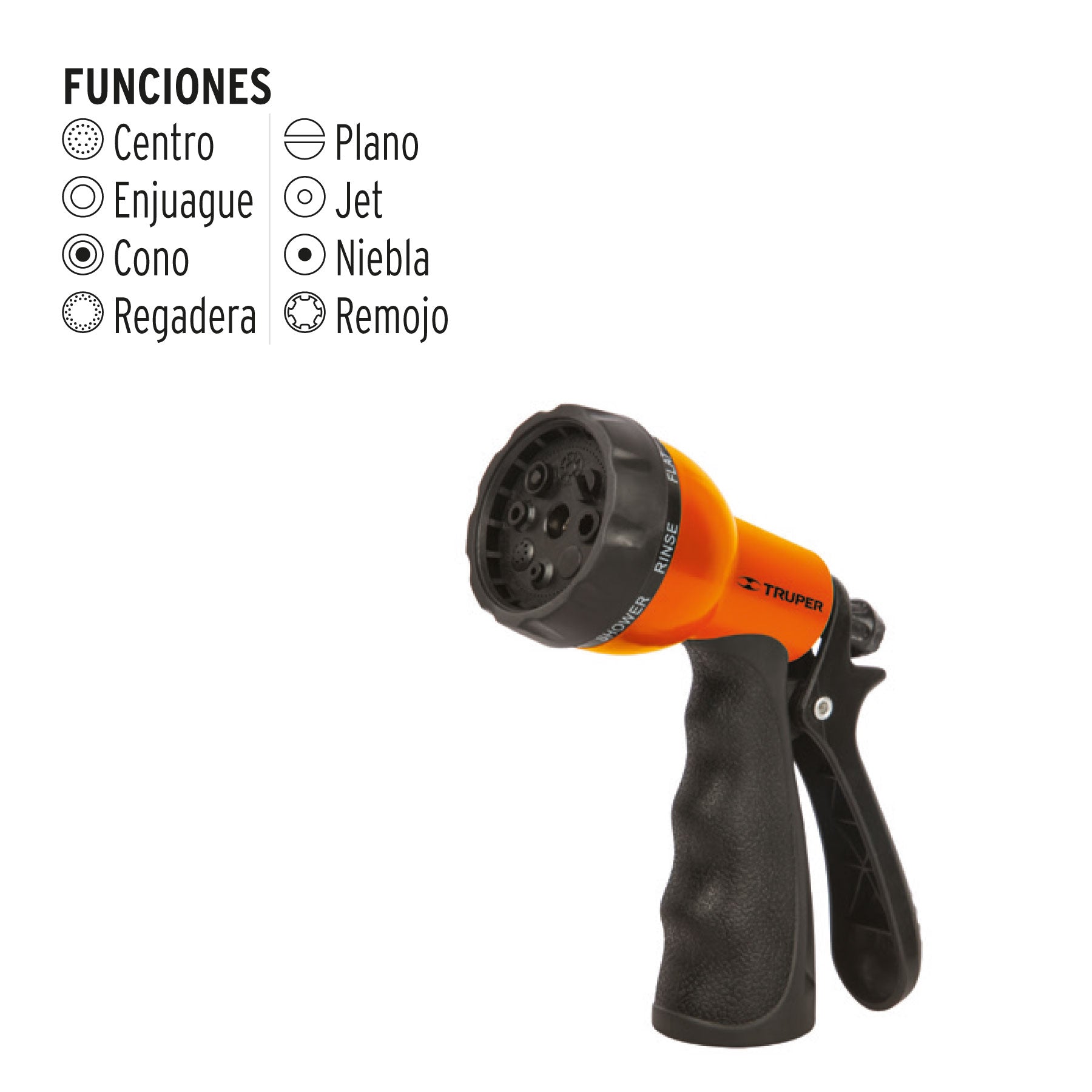 Pistola para riego de 5 funciones plástica, Pretul