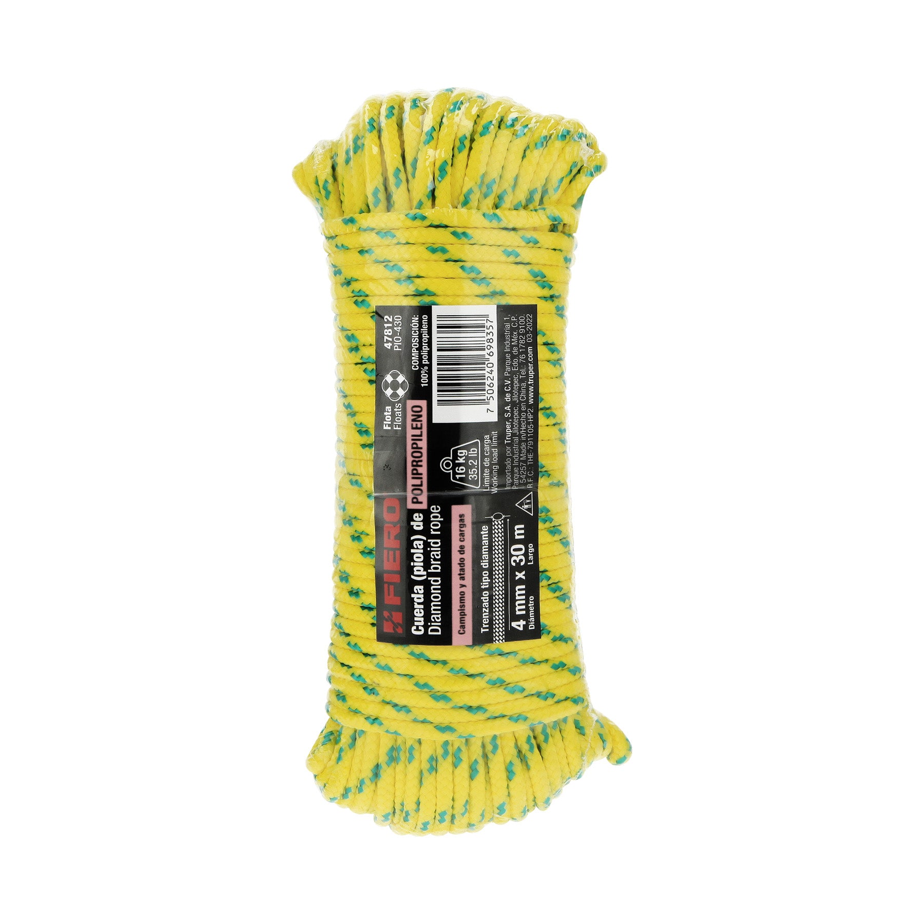 Piola de polipropileno trenzada de 4mm x 30m en madeja
