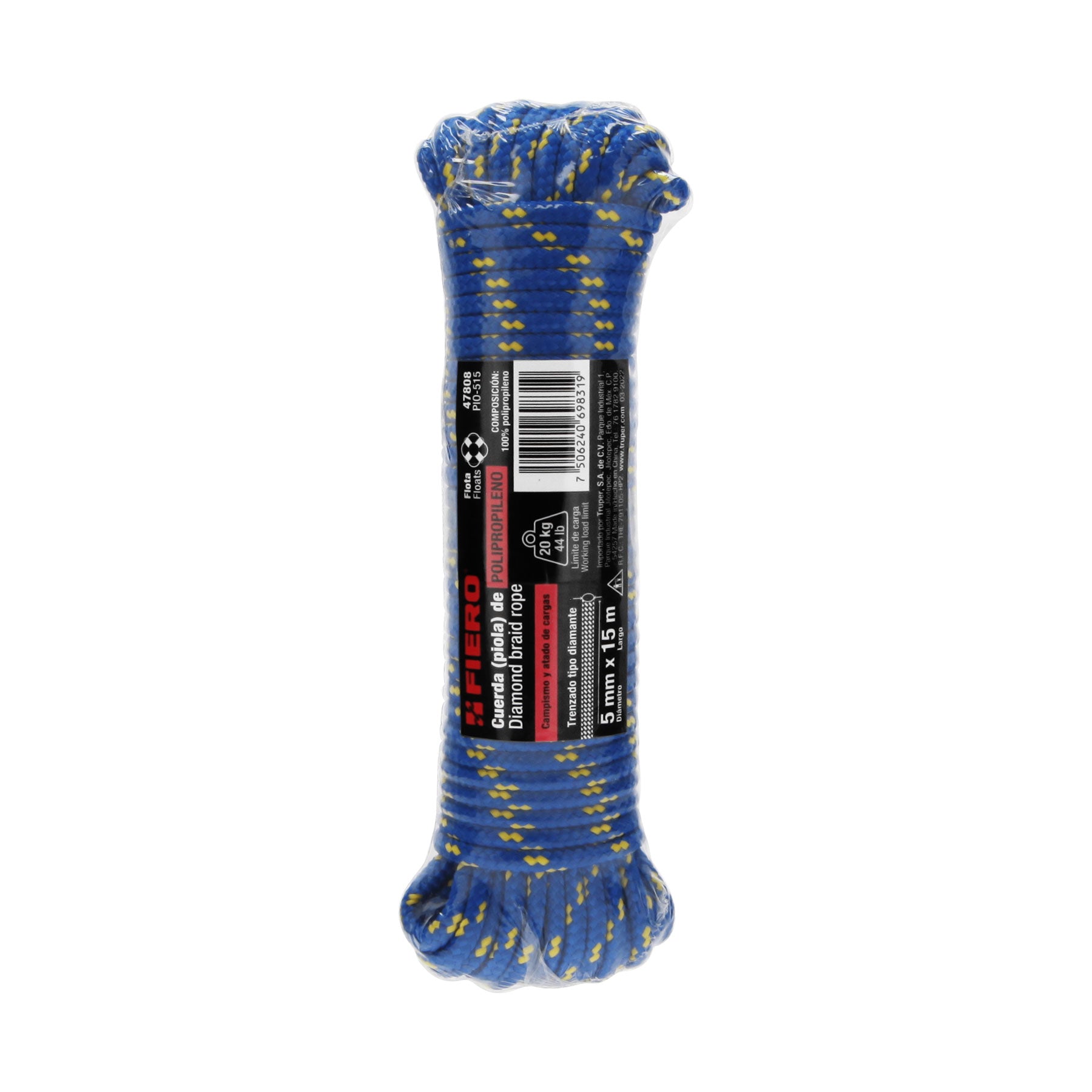 Piola de polipropileno trenzada de 5mm x 15m en madeja