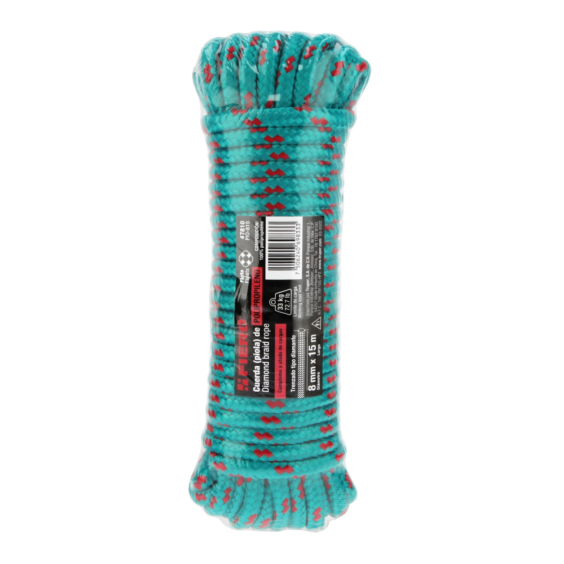 Piola de polipropileno trenzada de 8mm x 15m en madeja