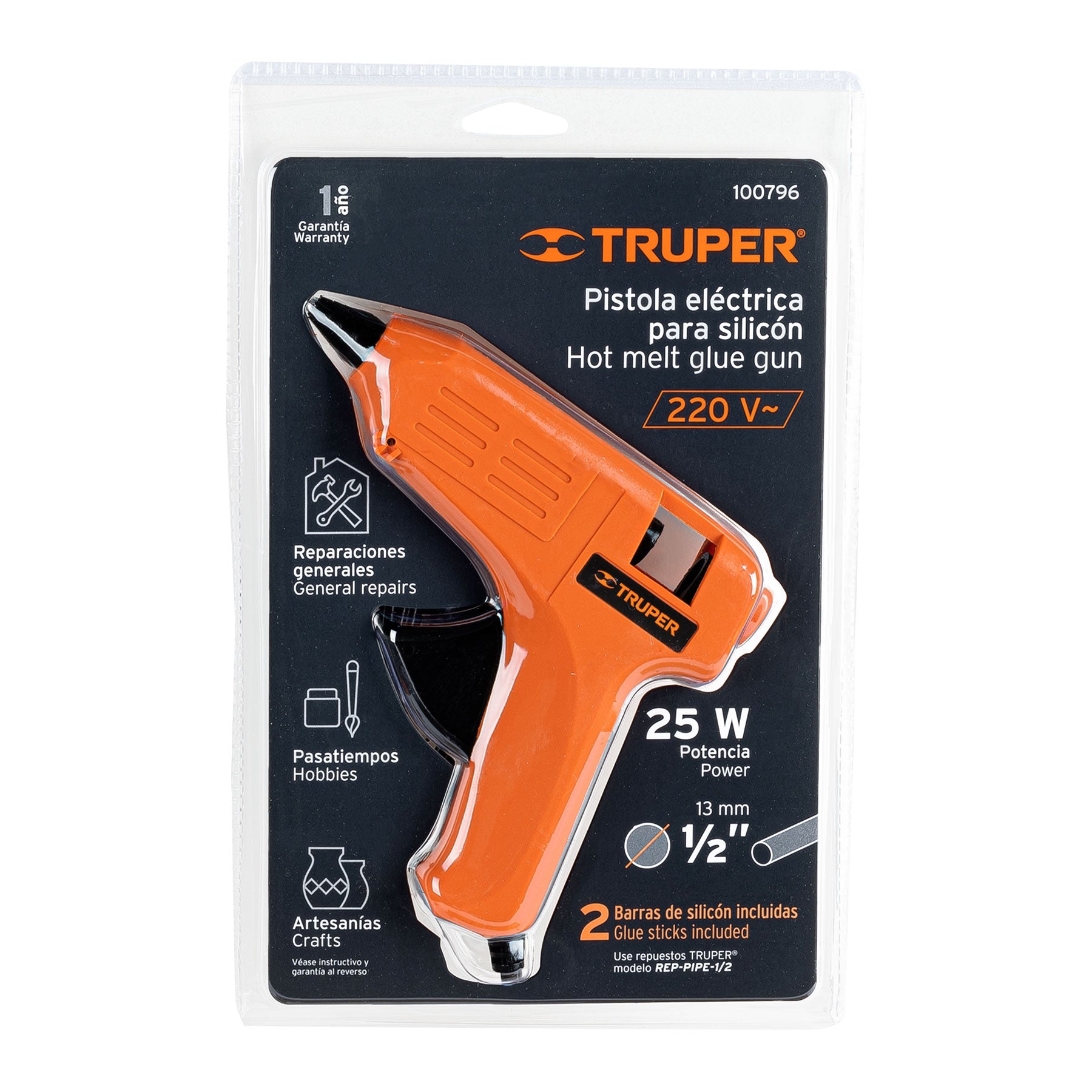 Pistola eléctrica para silicón de 1/2", 220 V, Truper
