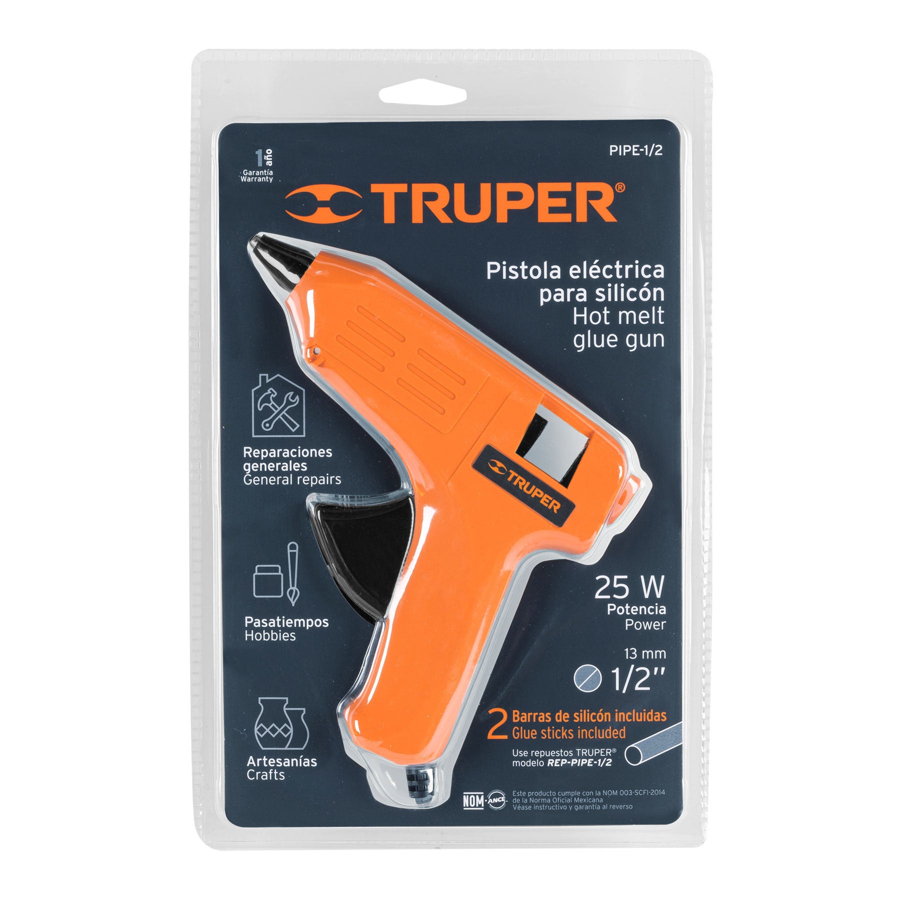 Pistola eléctrica para silicón de 1/2", Truper