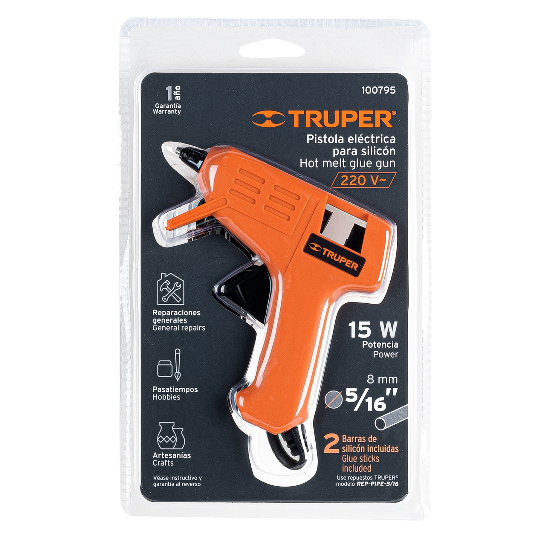 Pistola eléctrica para silicón de 5/16", 220 V, Truper