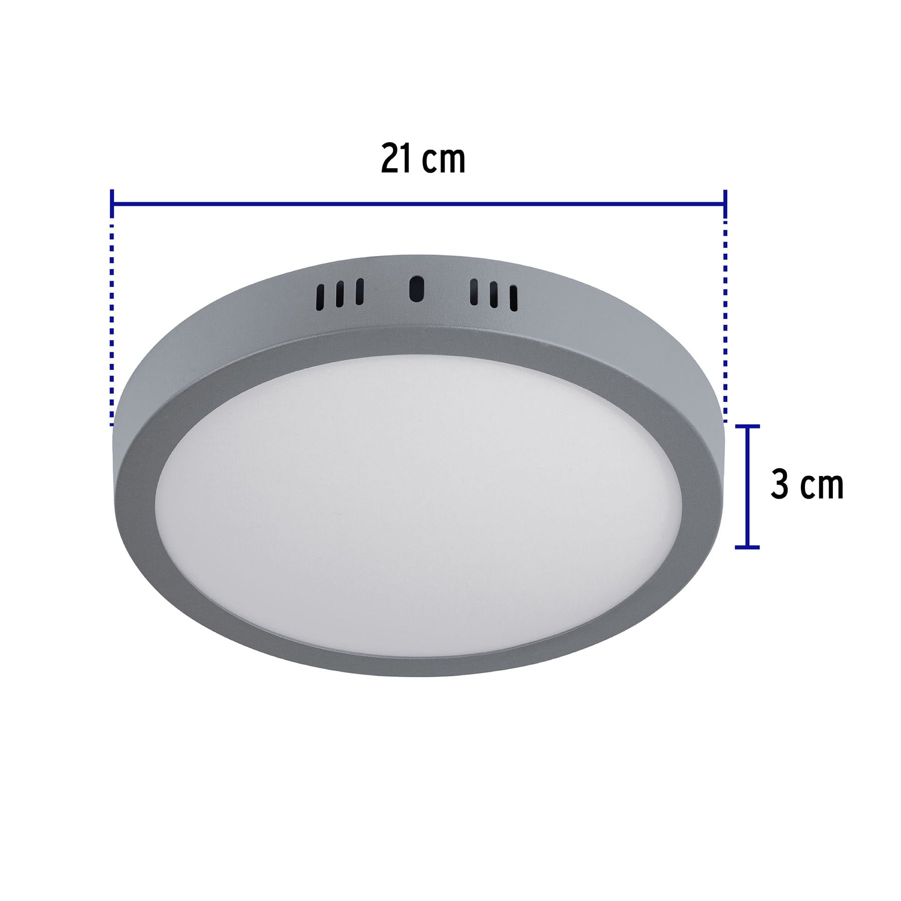 Luminario LED tipo plafón 18 W, redondo, luz de día, gris